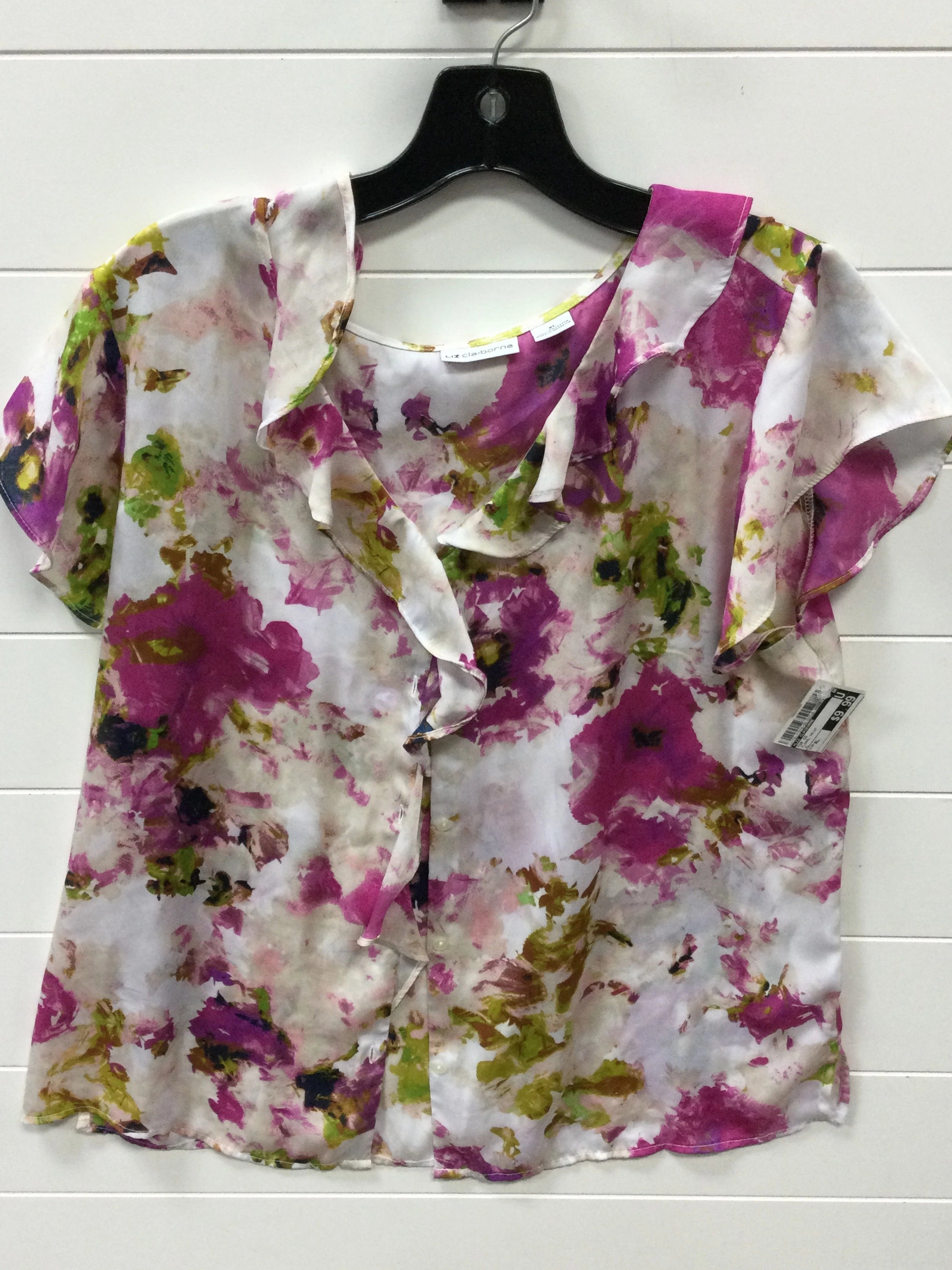 Top Ss By Liz Claiborne In Floral Print, Size:Xl Easy Wear Option