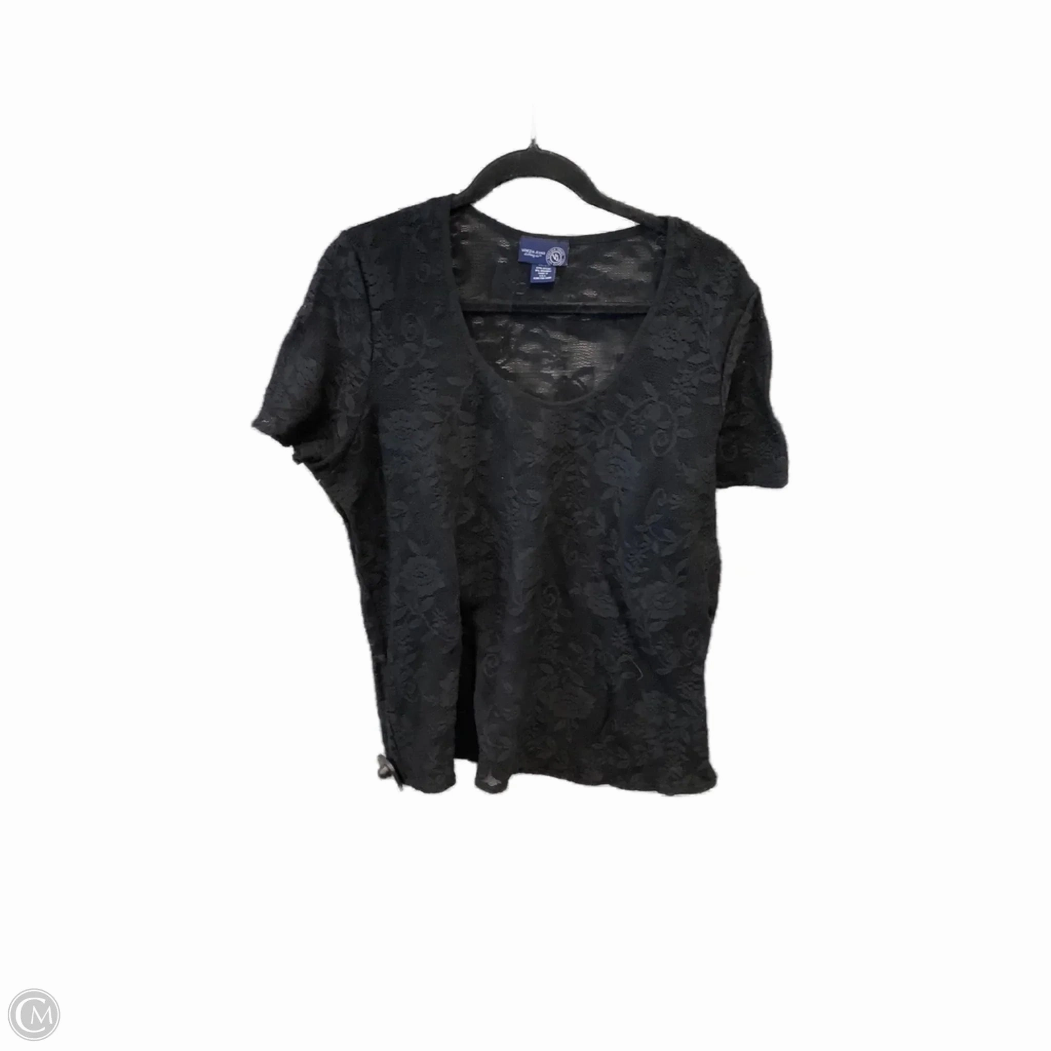 Top Short Sleeve By Venezia In Black, Size: 3x Tear Resistant Knit