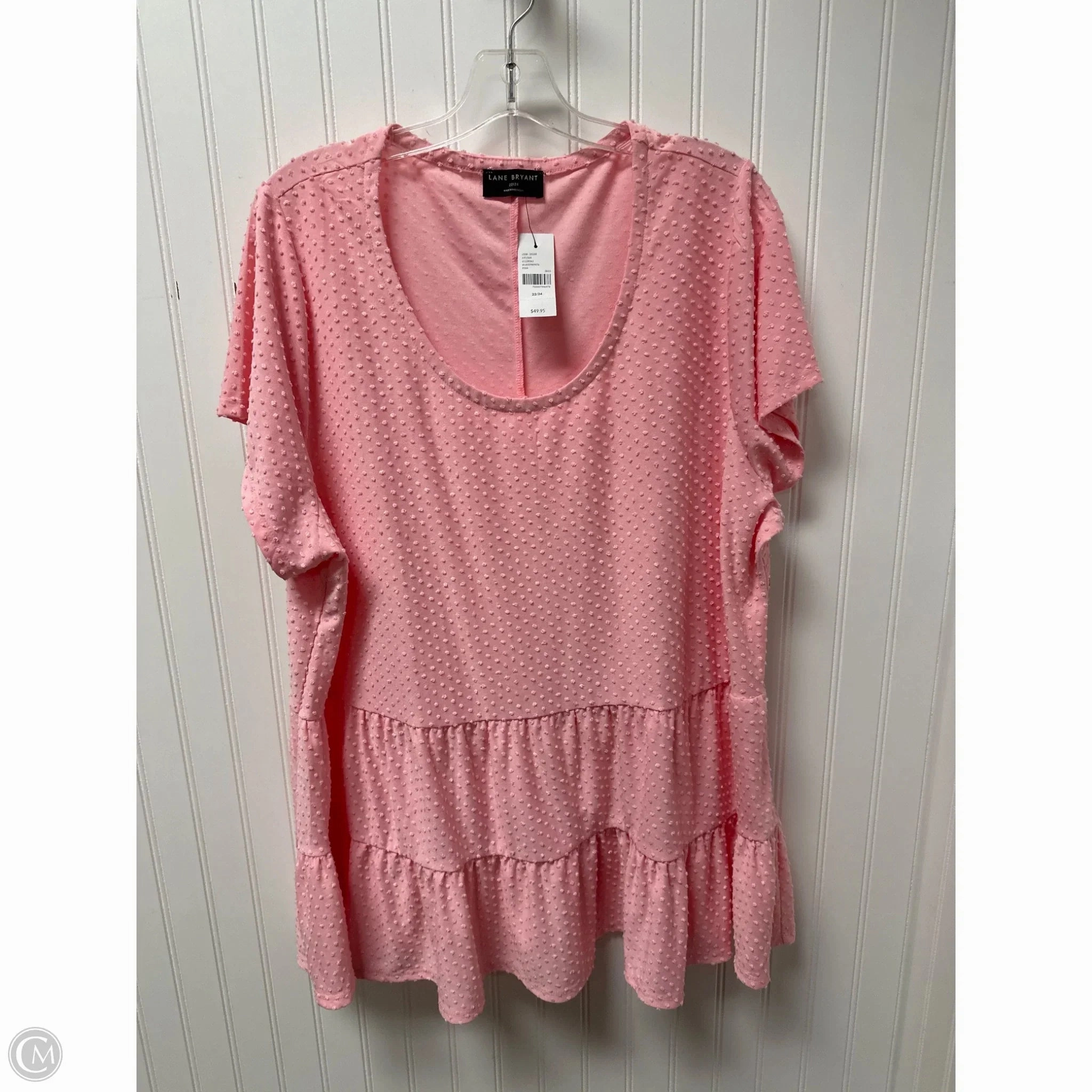 Ethically Sourced Cotton Simple Comfort Wear Top Short Sleeve By Lane Bryant In Pink, Size: 2x