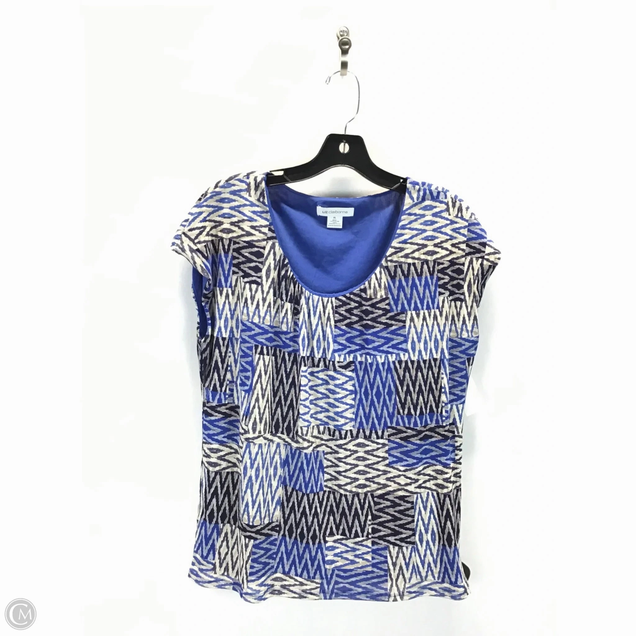 Top Short Sleeve By Liz Claiborne In Blue, Size: Xl Premium Cotton Blend