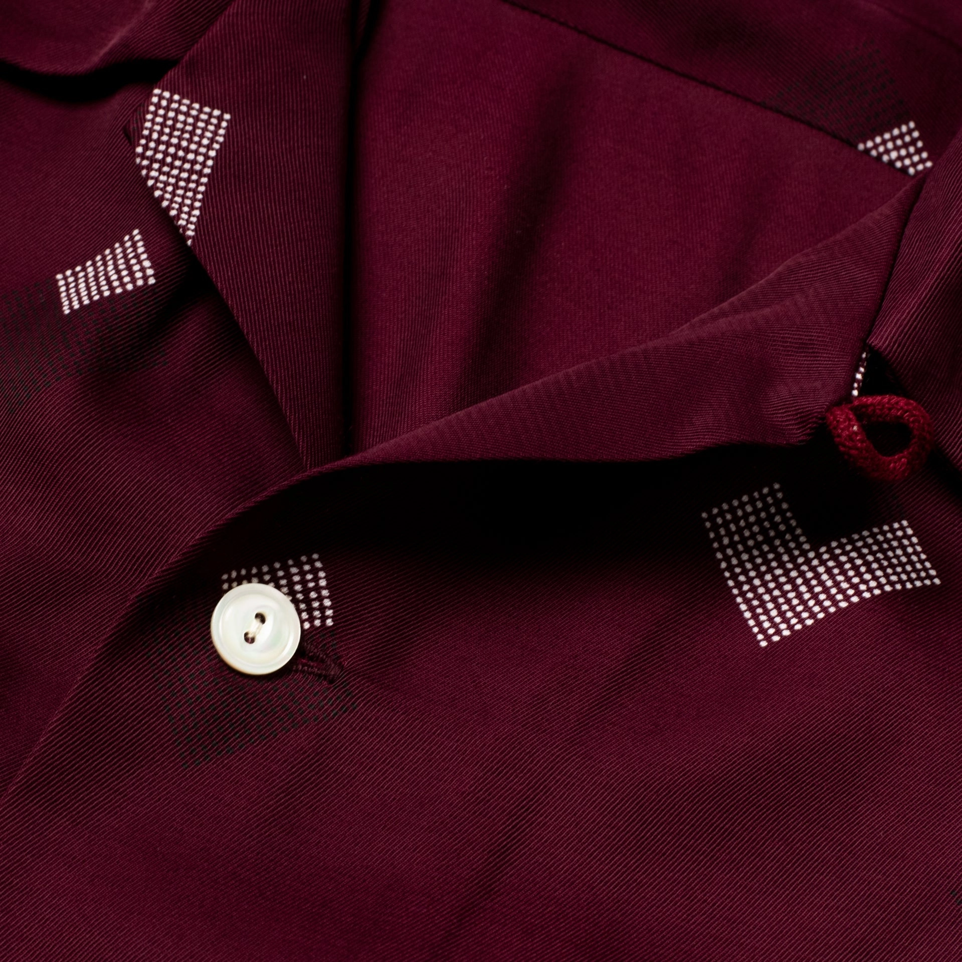 Rayon Shirt Diamond Burgundy Handcrafted Detail