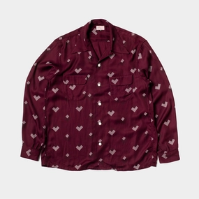 Rayon Shirt Diamond Burgundy Button Down Design