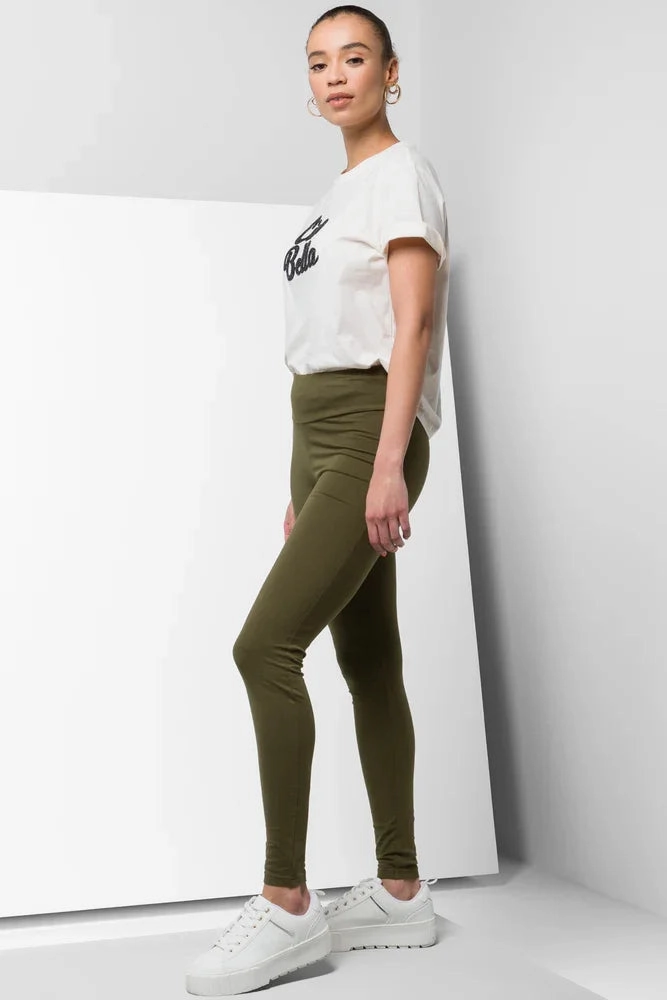 Wide Waist Leggings Olive Green Outdoor Running Non See Mesh Panel Pro Athlete