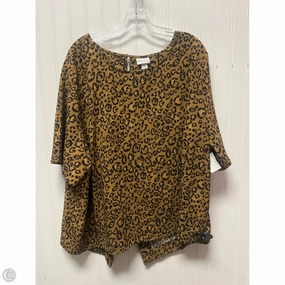 EasyCare Fabric Curved Hem Top Short Sleeve By Ava & Viv In Animal Print, Size: 4x