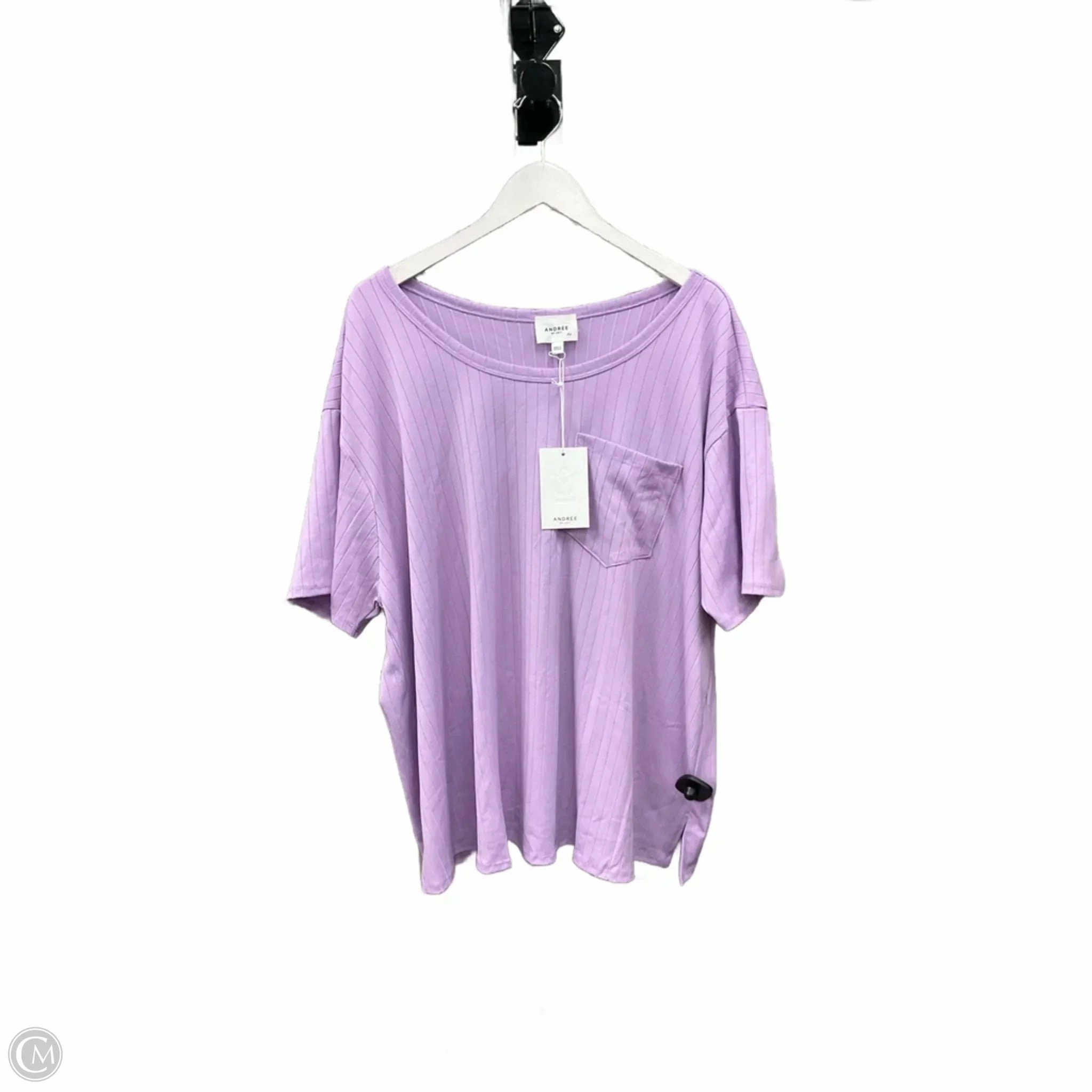Fresh Comfort Style Chic Cut Top Short Sleeve By Andree By Unit In Purple, Size: 2x