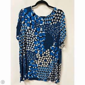 Fashionable Layer Top Short Sleeve By Chicos In Black & Blue, Size: 1x