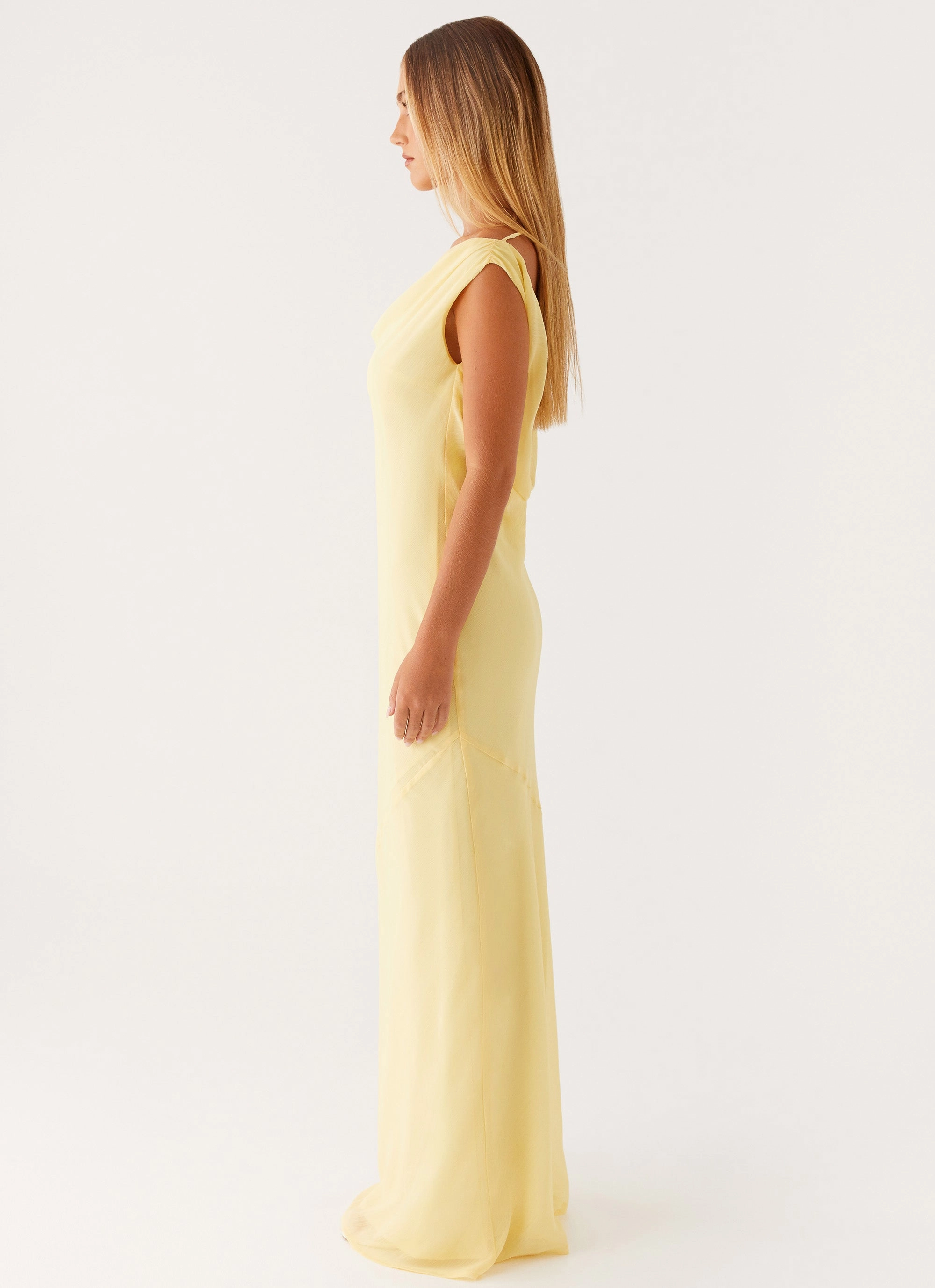 Brittany Chiffon Maxi Dress - Pastel Yellow Neutral Base Street Style