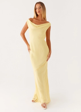 Brittany Chiffon Maxi Dress - Pastel Yellow Breathable wear