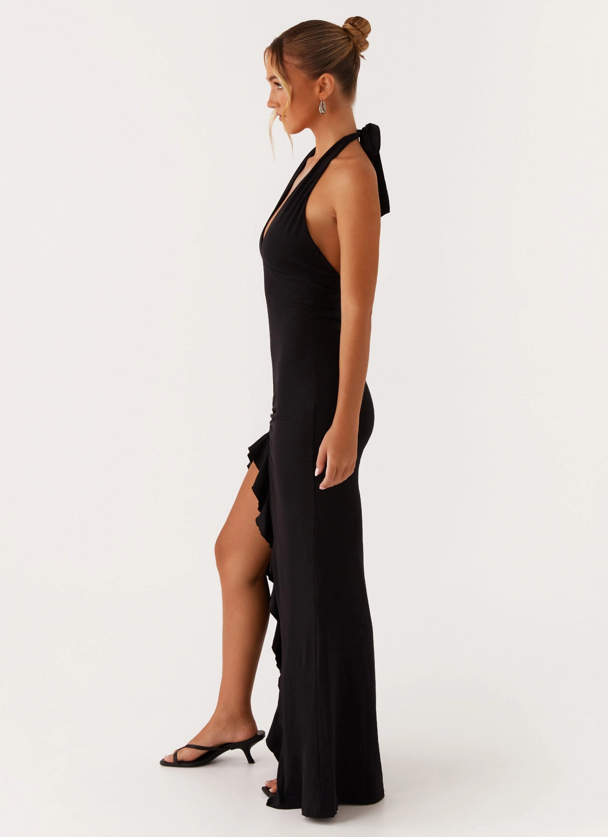 Refined Aesthetic Elegant Tailoring Charmed By You Maxi Dress - Black