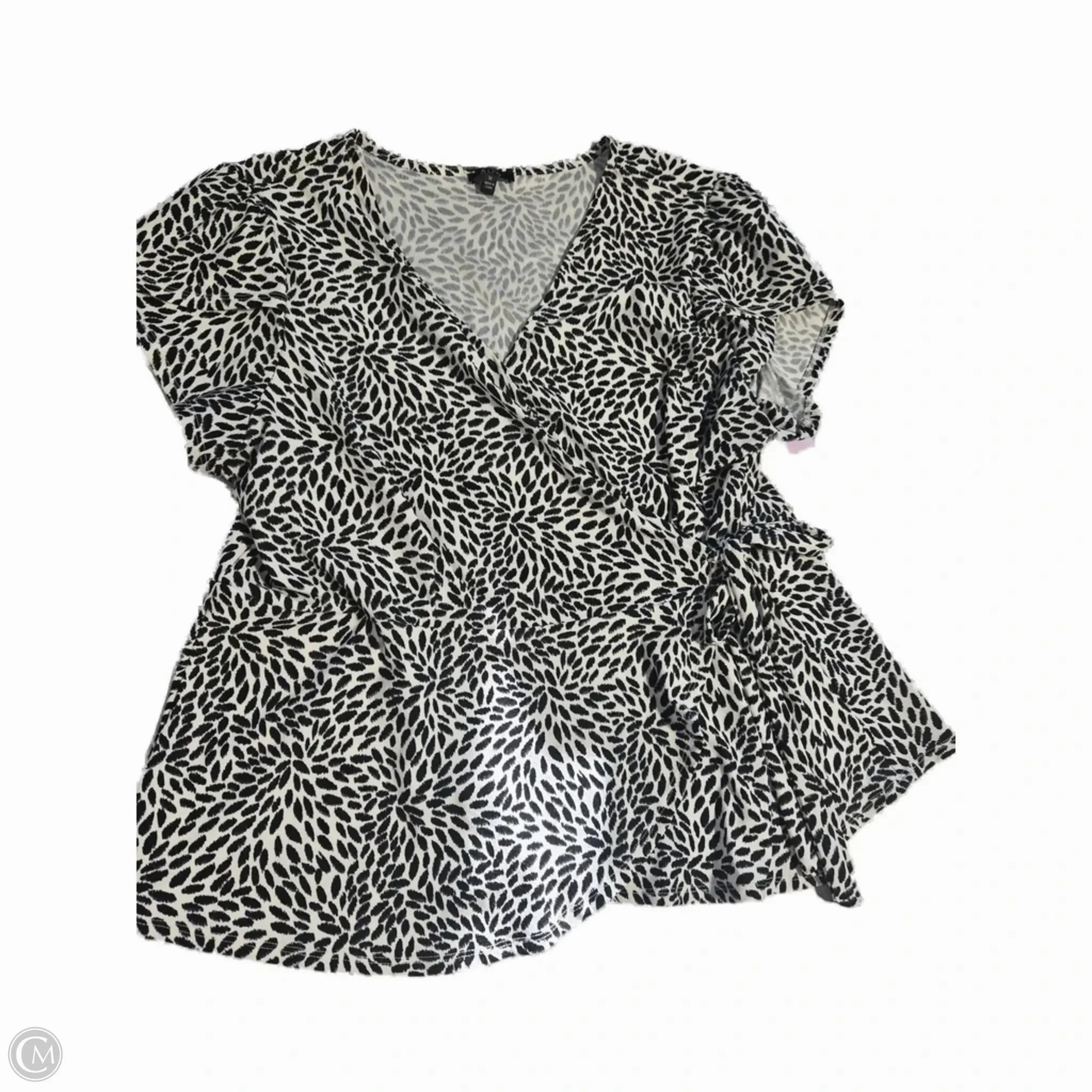 QuickDryTechnology Top Short Sleeve By Auw In Black & White, Size: 3x