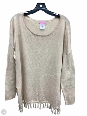 Relaxed Comfort Wear Crew Neck Design Sweater Designer By Lilly Pulitzer In Beige, Size: Xl
