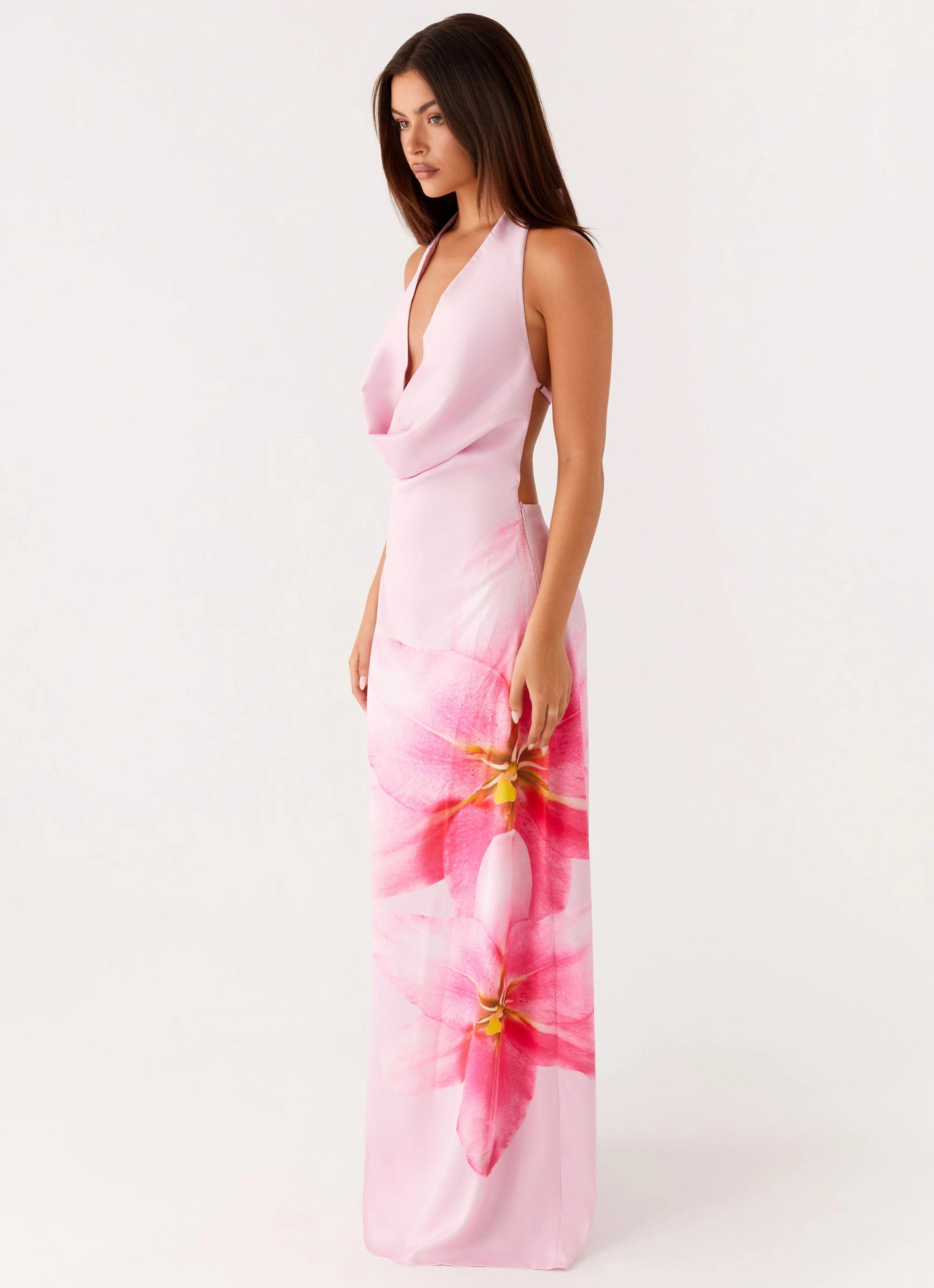 Clean Comfort Modern Finish Bryony Cowl Maxi Dress - Pink