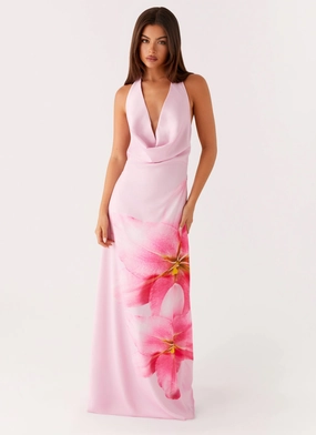 Bryony Cowl Maxi Dress - Pink Essential Layer Textured Layers
