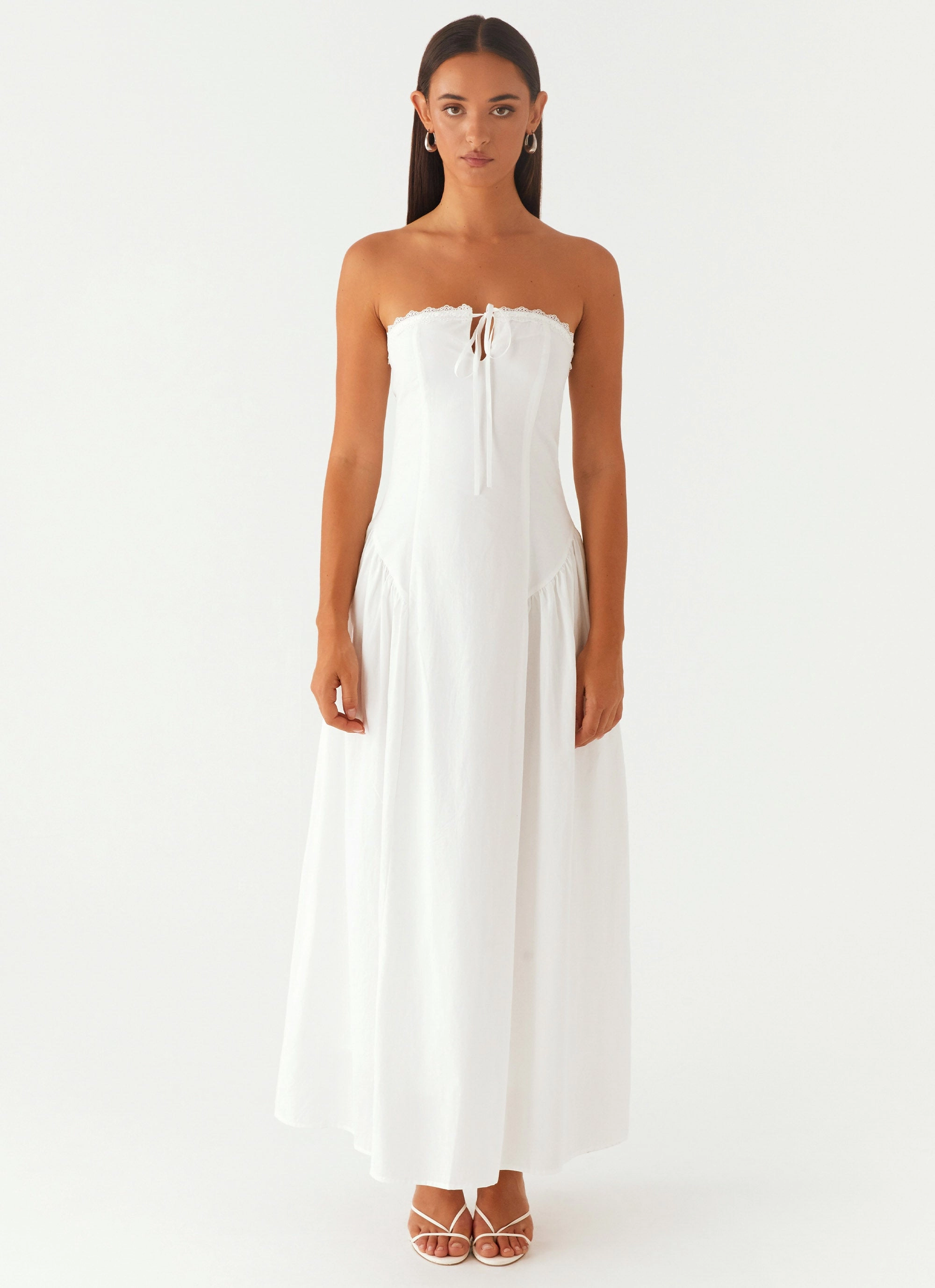 Metallic Finish Burleigh Maxi Dress - Ivory