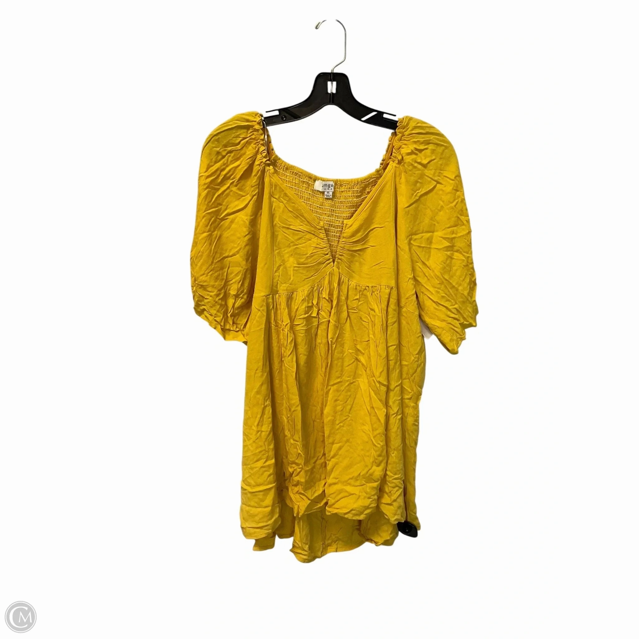 Skin Friendly Lining Sporty Style Wear Top Short Sleeve By Umgee In Yellow, Size: 1x