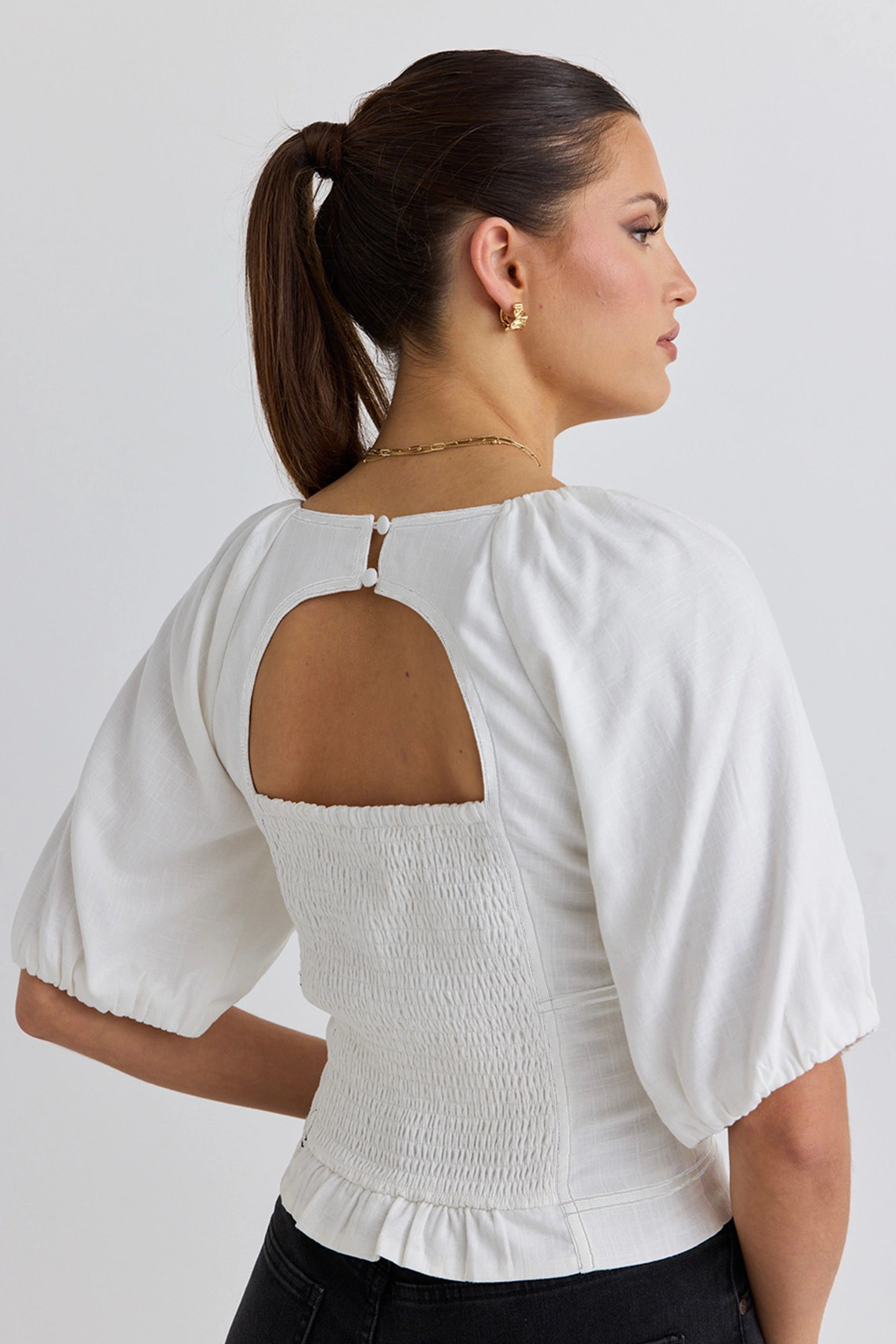 ZeroWasteProduction PuckerFree Surface Expectation White Panelled Short Sleeved Top