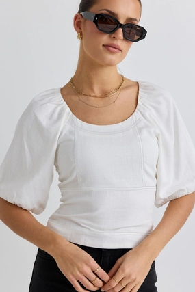 LayeredStyling Expectation White Panelled Short Sleeved Top