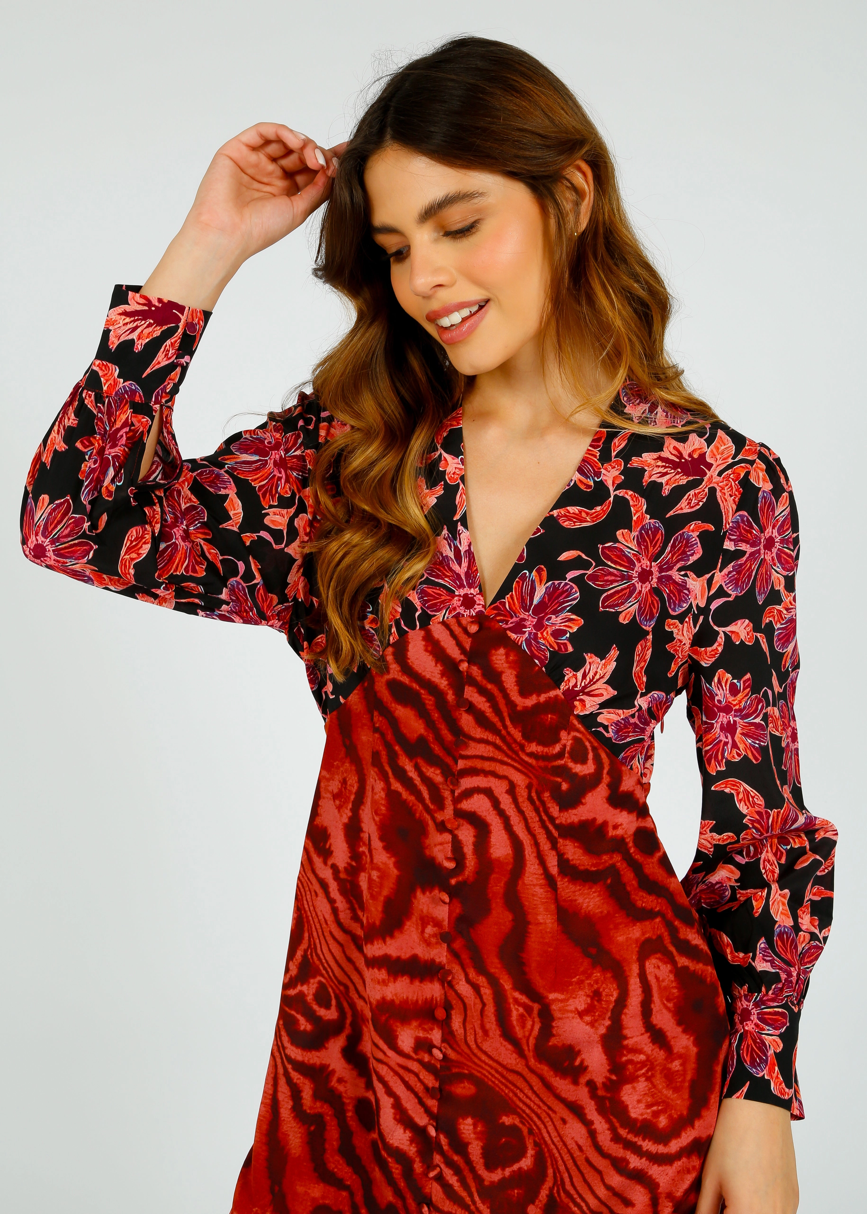 PPL Opal Dress in Floral 04, Watercolour 03 Flared-Hem