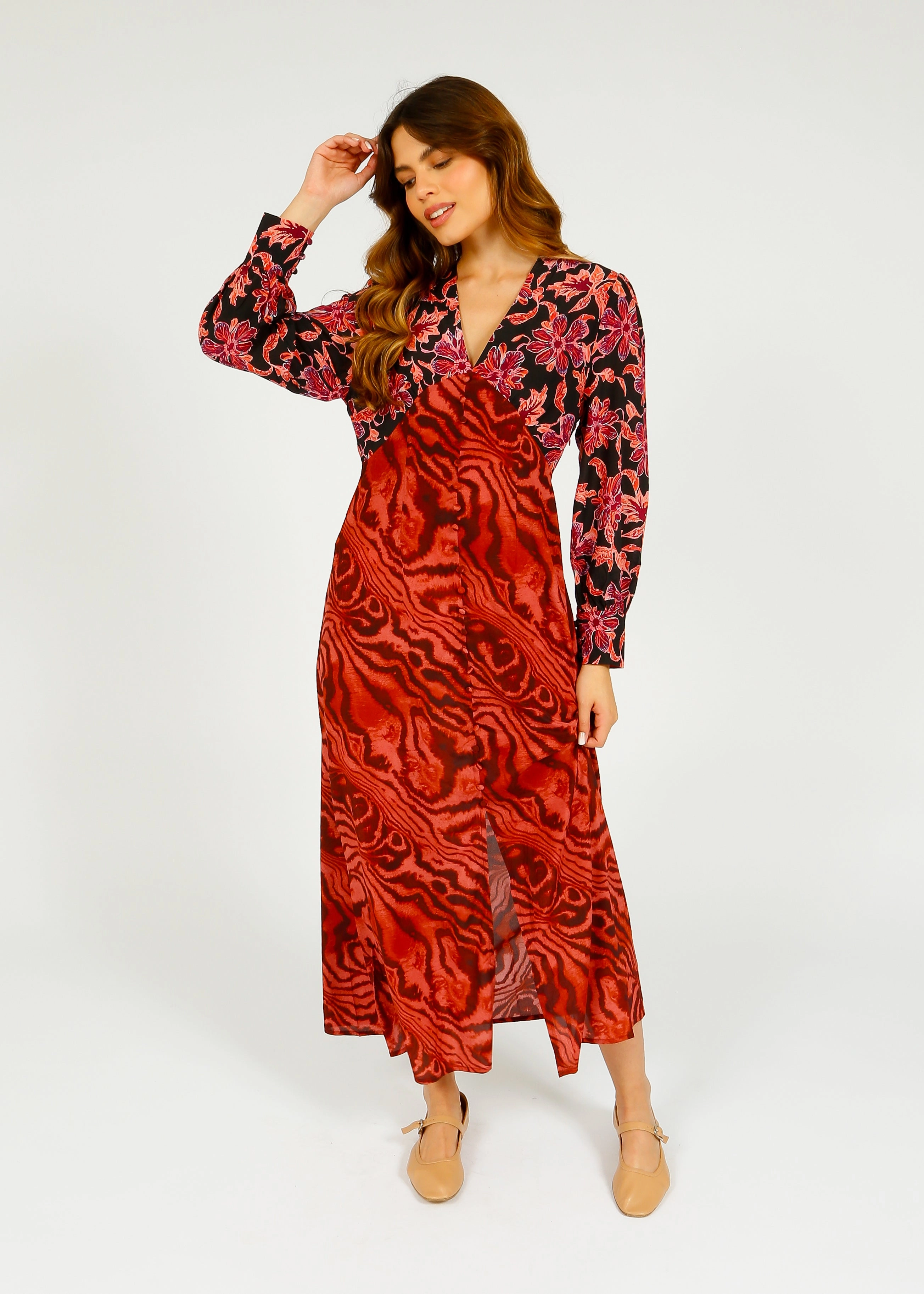 PPL Opal Dress in Floral 04, Watercolour 03 Polished Edge