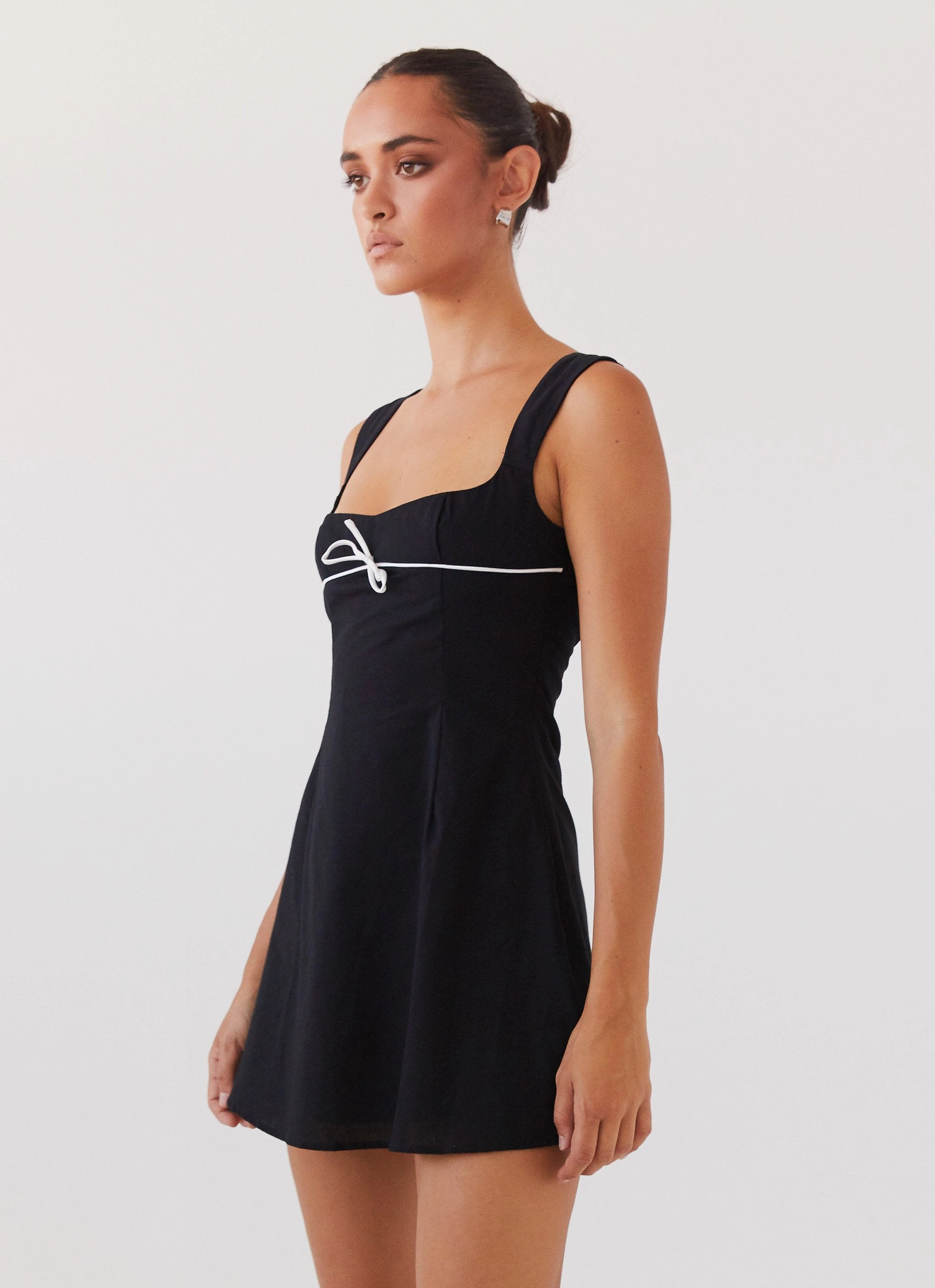 Warm Base Vintage-Inspired Cadence Mini Dress - Black