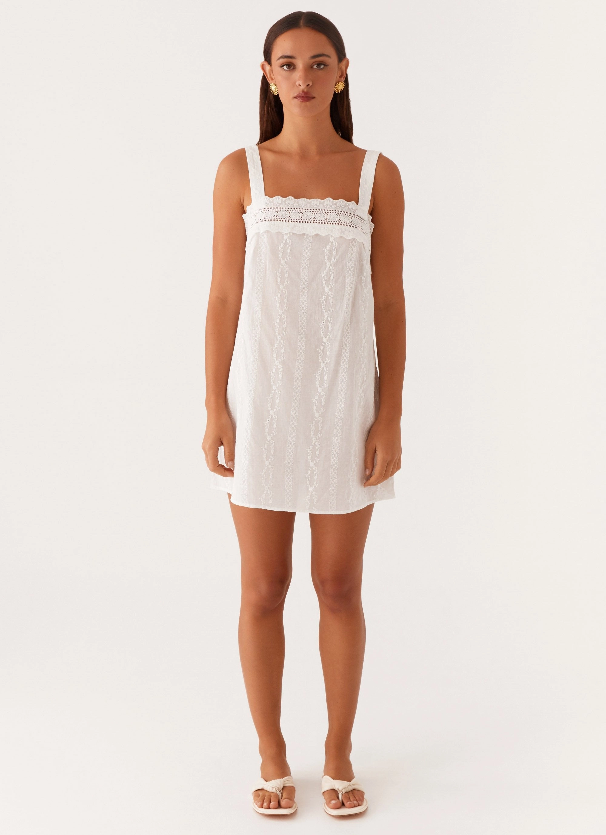 Calla Broderie Mini Dress - White Soft Contour