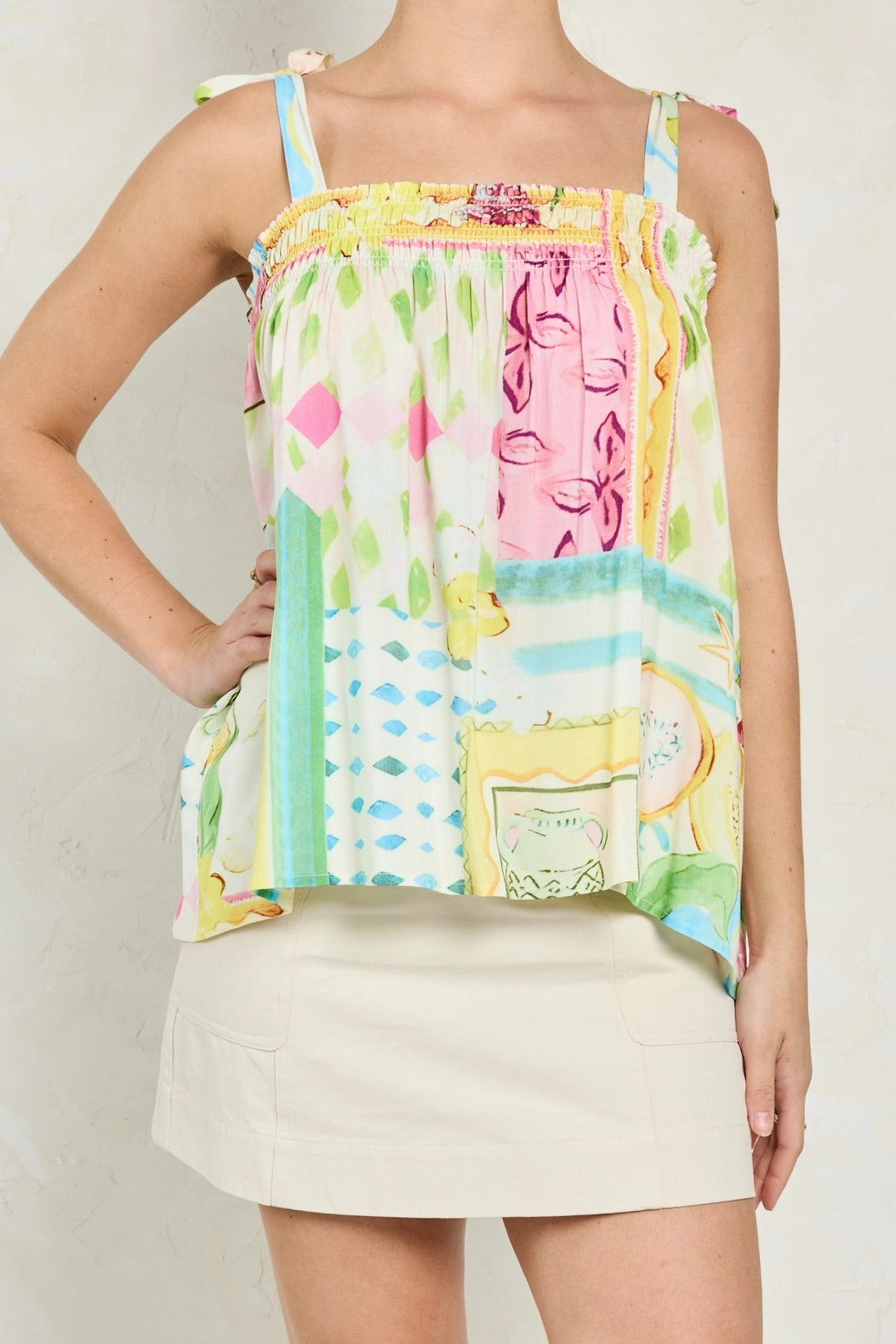 Candied Pink Holiday Print Tie Strap Babydoll Cami QuickDrying Friction Resistant Finish