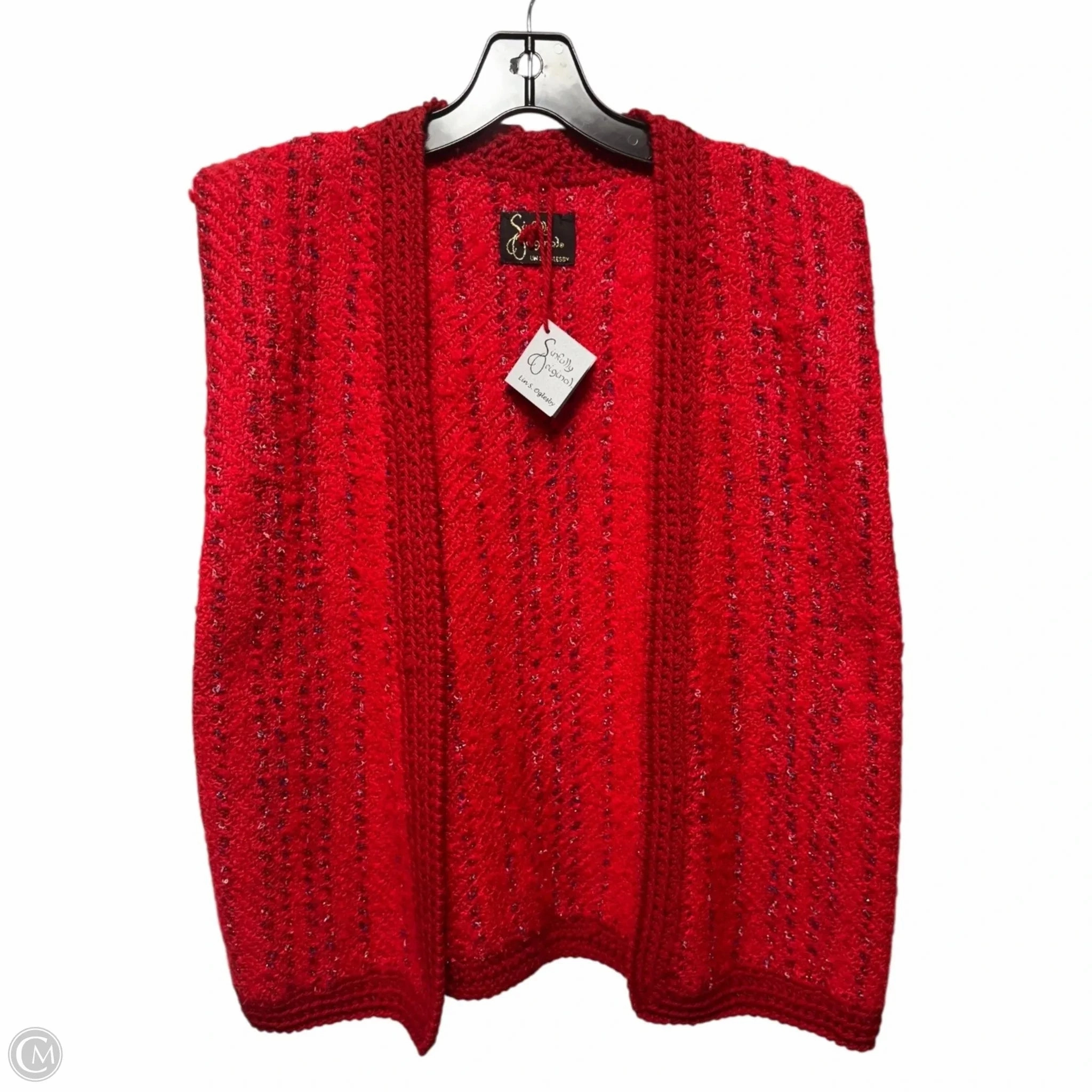 Cardigan Vest Sweater By Sinfully Original In Red Compact Design