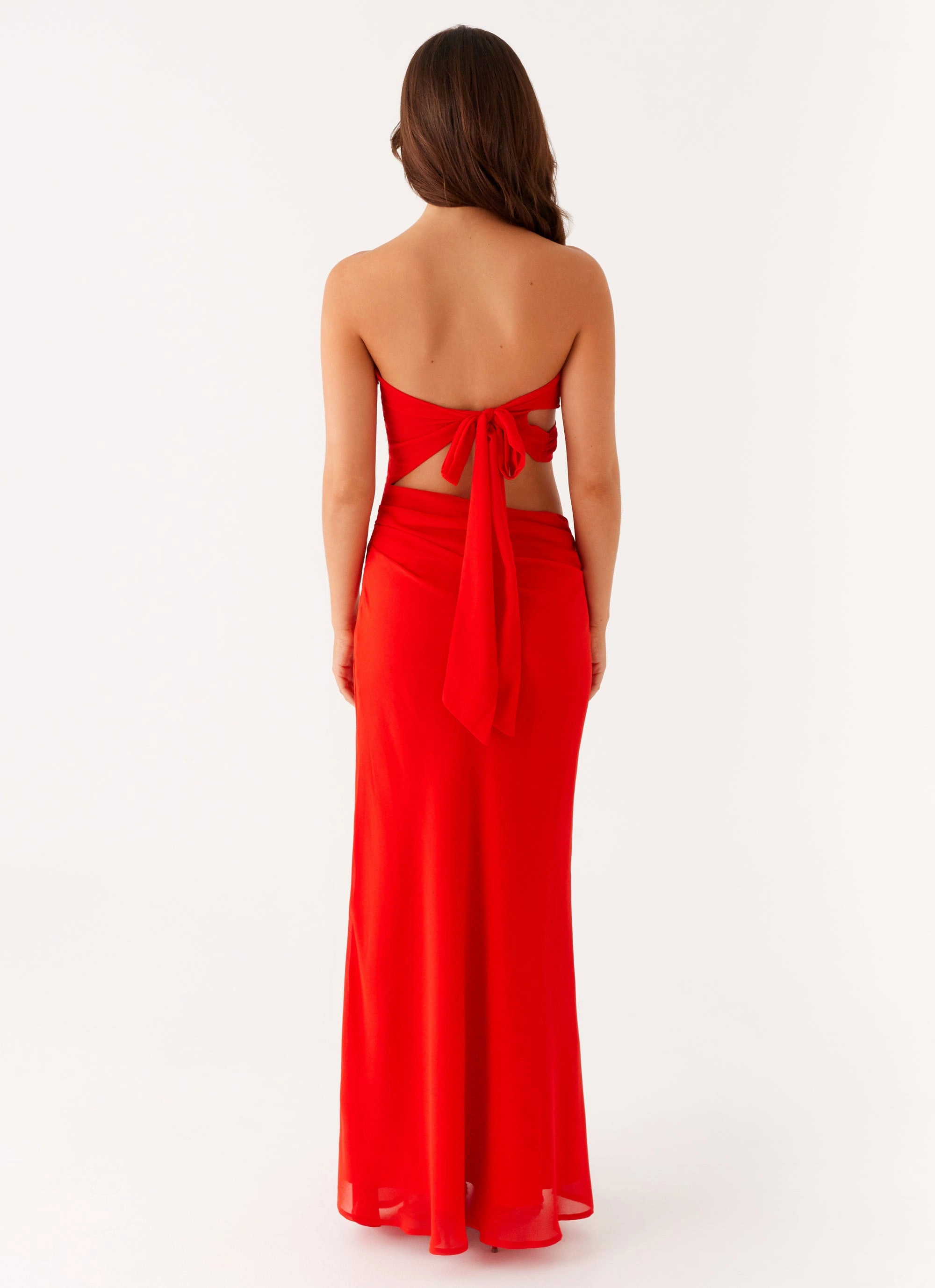 Loose Flow Feminine Line Carla Maxi Dress - Red