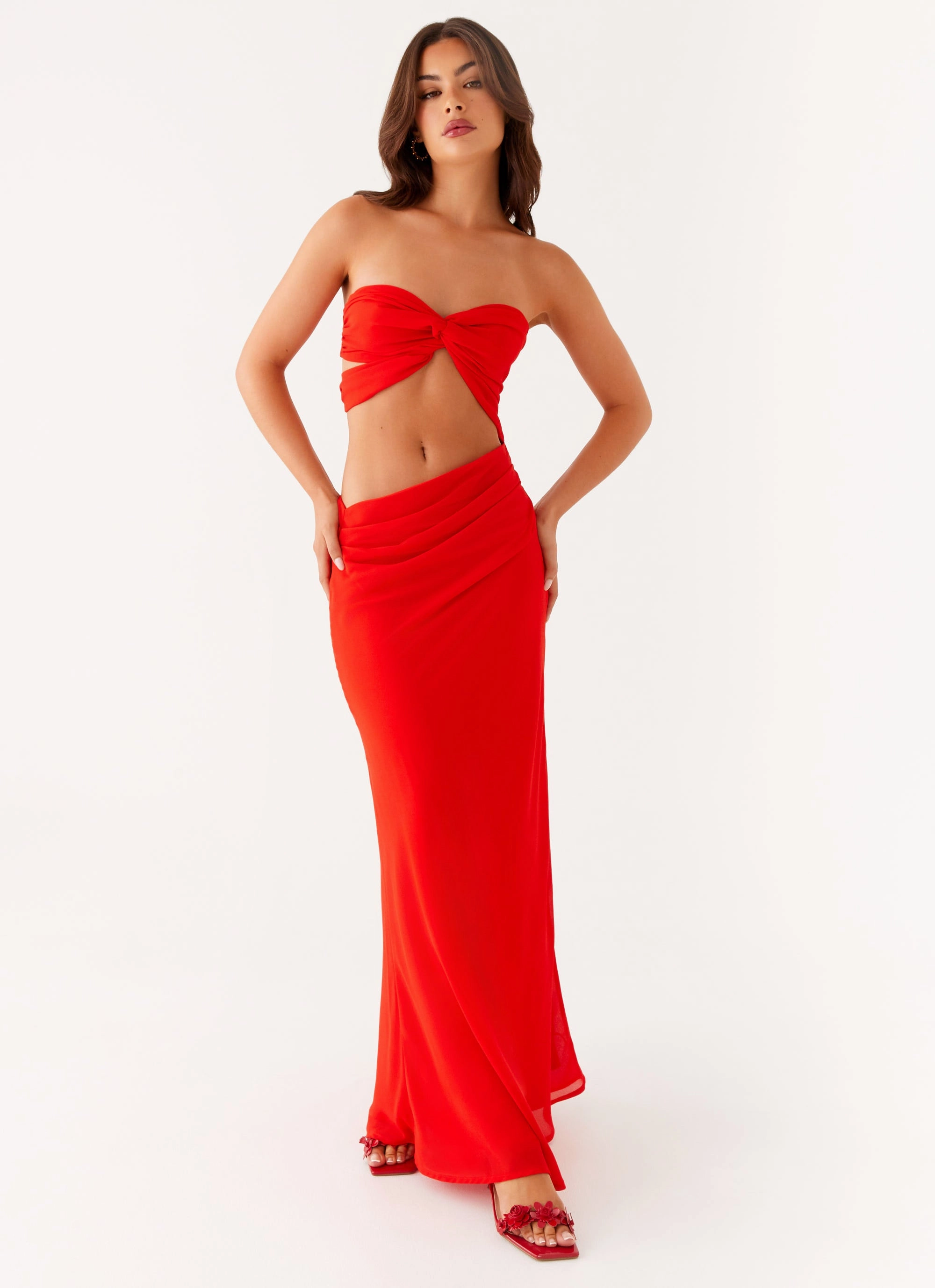 Carla Maxi Dress - Red Versatile Layer Unisex Option
