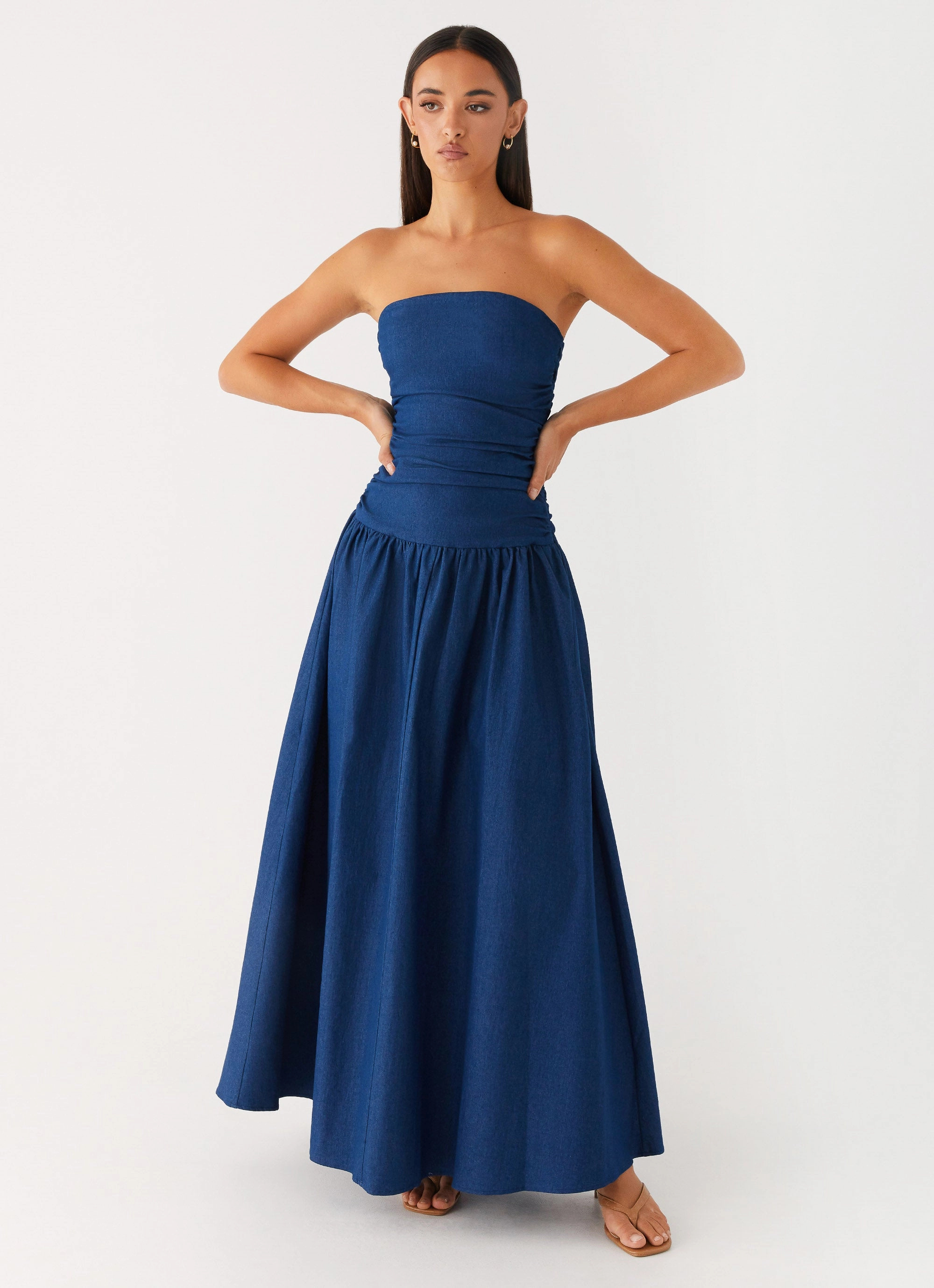 Carmel Denim Maxi Dress - Indigo Travel-friendly Comfortable Fashion