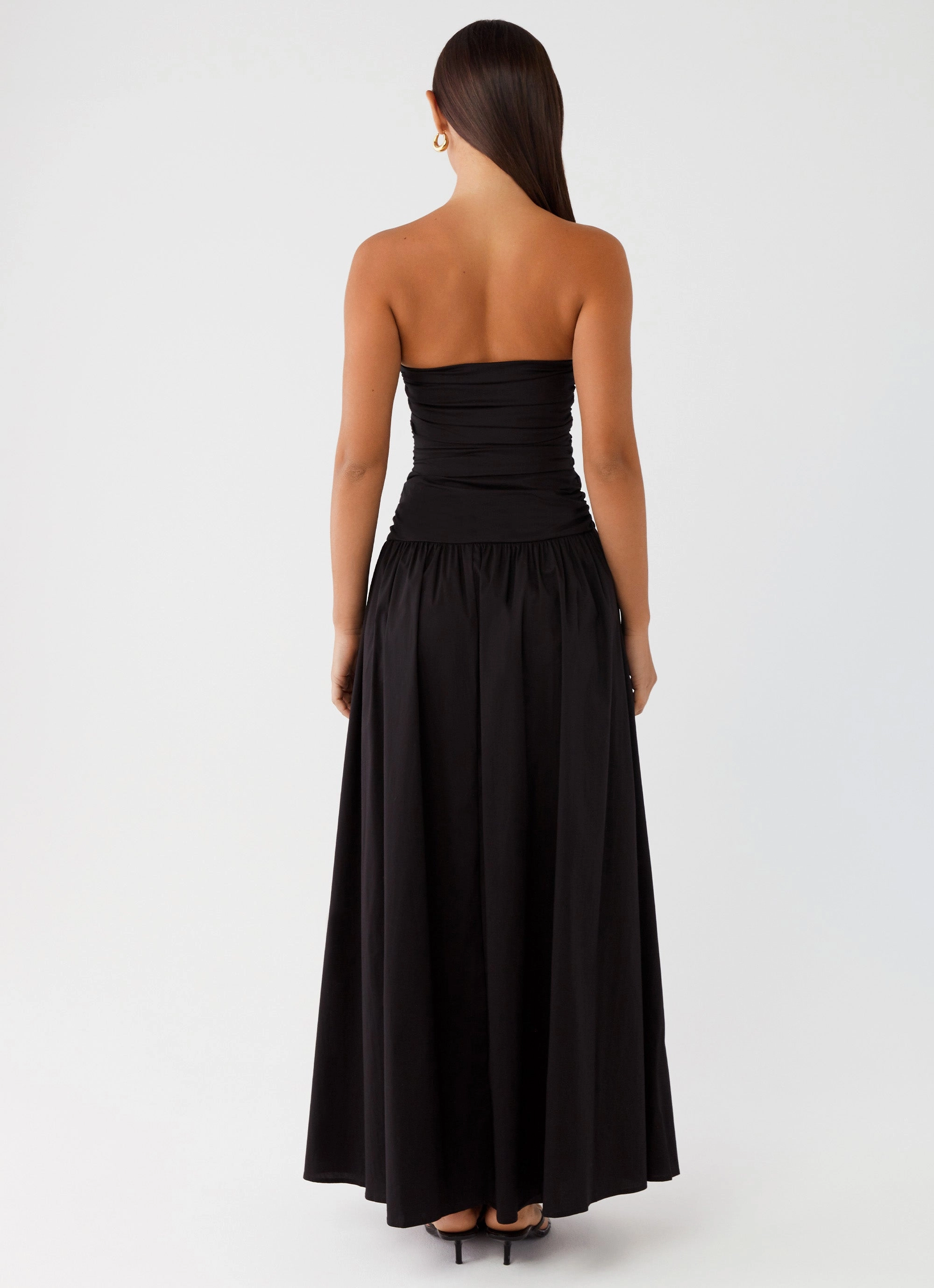 Carmel Maxi Dress - Black Button-Cuff Neutral Base