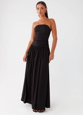 Timeless Touch Layered Wear Carmel Maxi Dress - Black
