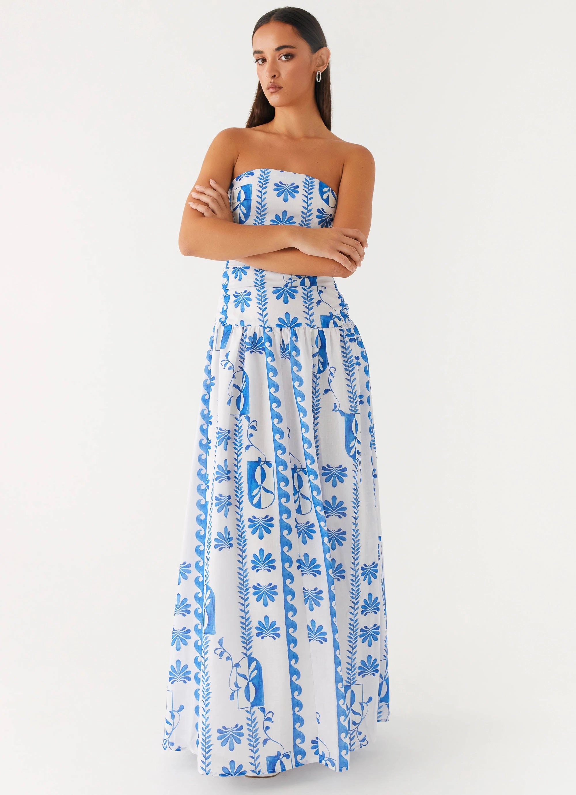 Carmel Maxi Dress - Floral Wave Smart Fabric Summer Outfit