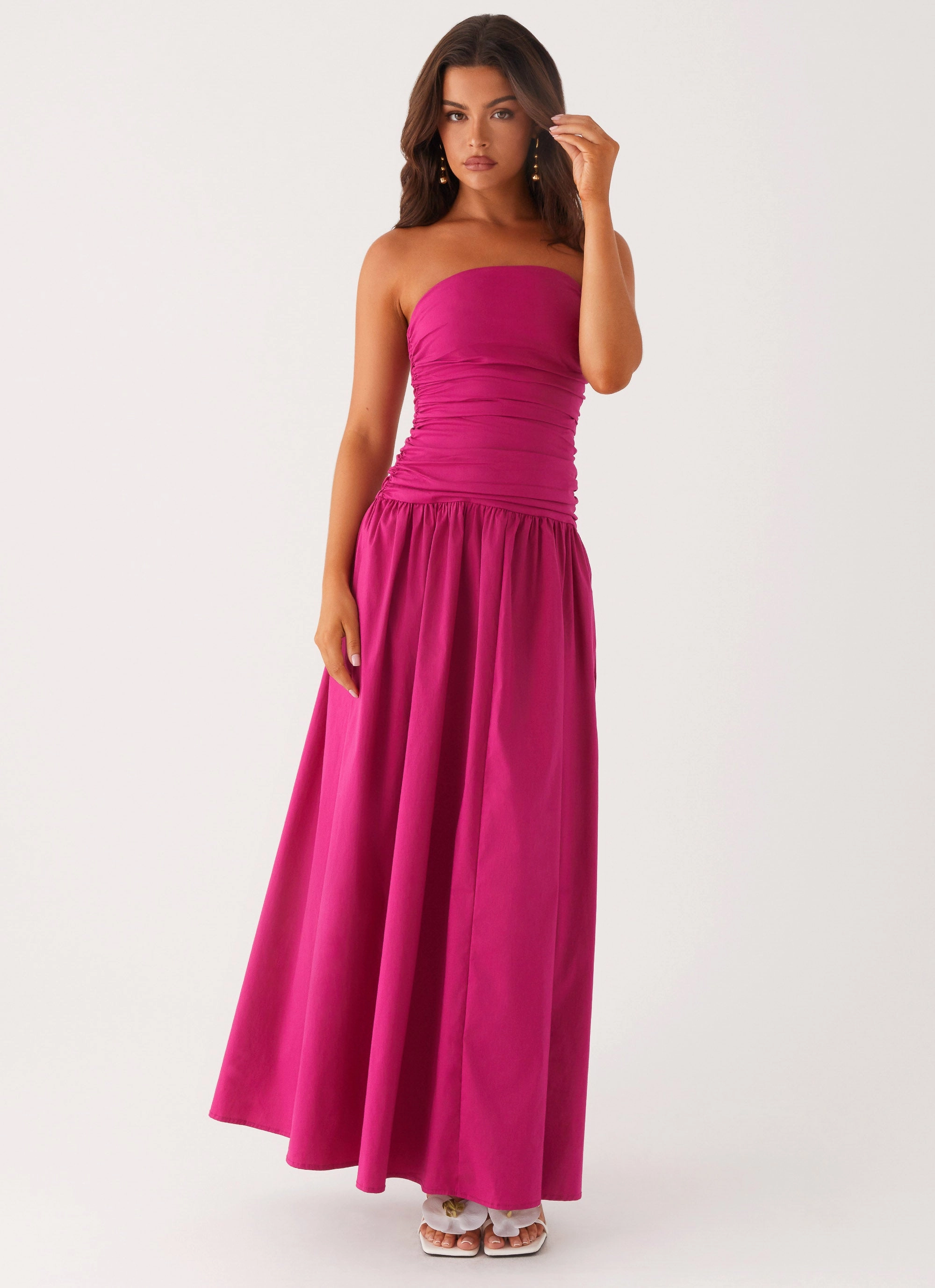 Texture Flow Snag-Resistant Carmel Maxi Dress - Fuchsia