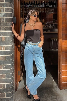 Carrie Kendall Light Blue High Wide Jean Smooth Finish