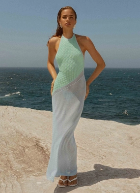 Flattering Silhouette Sophisticated cocktail dress Caspa Crochet Maxi Dress - Multi