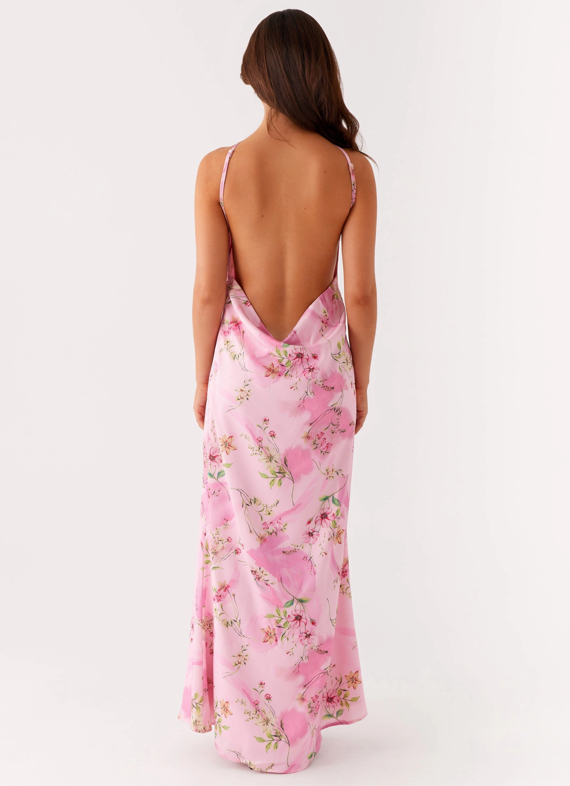 Piped-Edge Pascal Maxi Dress - Pink Floral Print