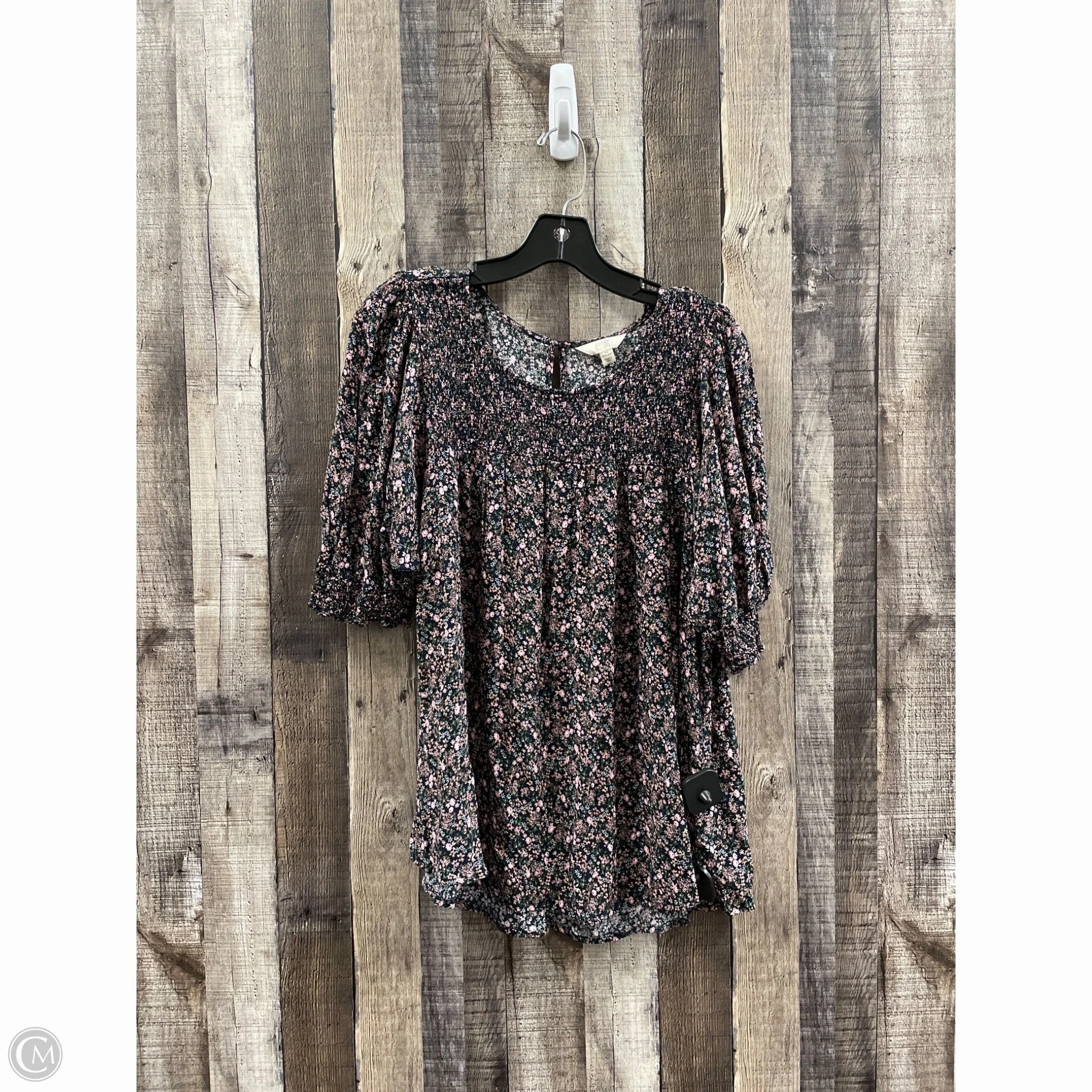 Top Short Sleeve By Terra & Sky In Blue, Size: 1x Stretchable Weave