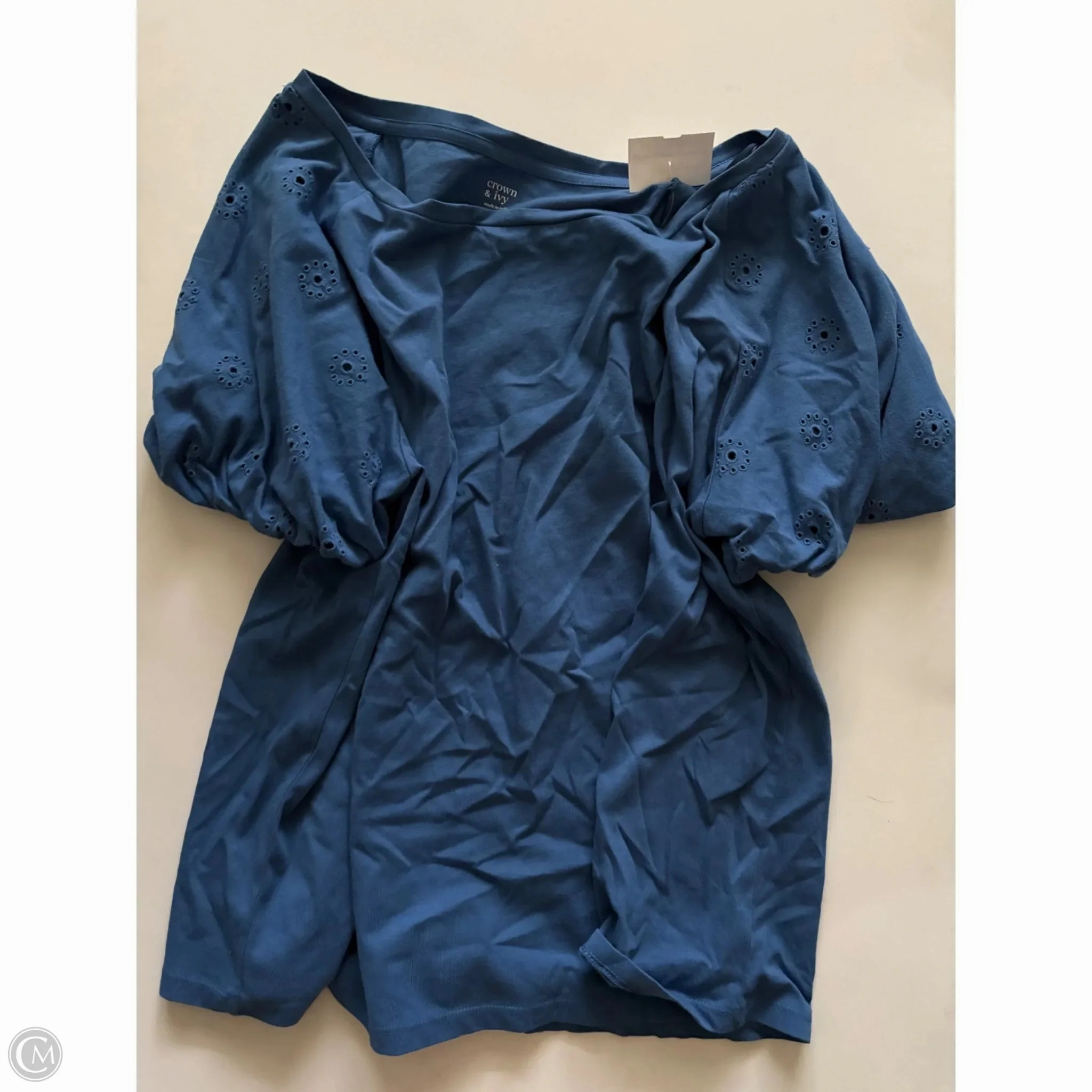 Anti Pilling Fabric Perfect For Relaxing Top Short Sleeve By Crown And Ivy In Blue, Size: 2x