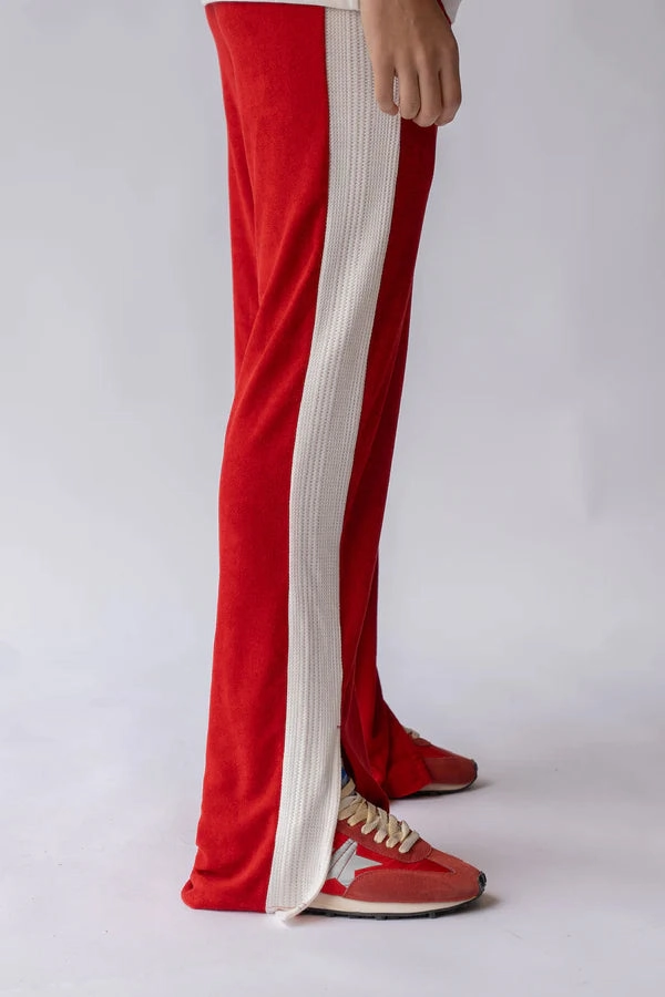 Reinforced Stress Points Sportif Cherry Ivory Stripe Track Pant