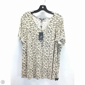 Comfy Touch Top Short Sleeve By Adrianna Papell In Black & Cream, Size: 2x