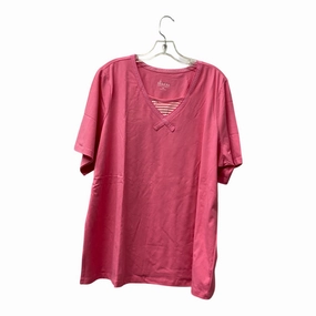 shopping Easy Wear Top Ss Basic By Denim And Company In Pink, Size:2X