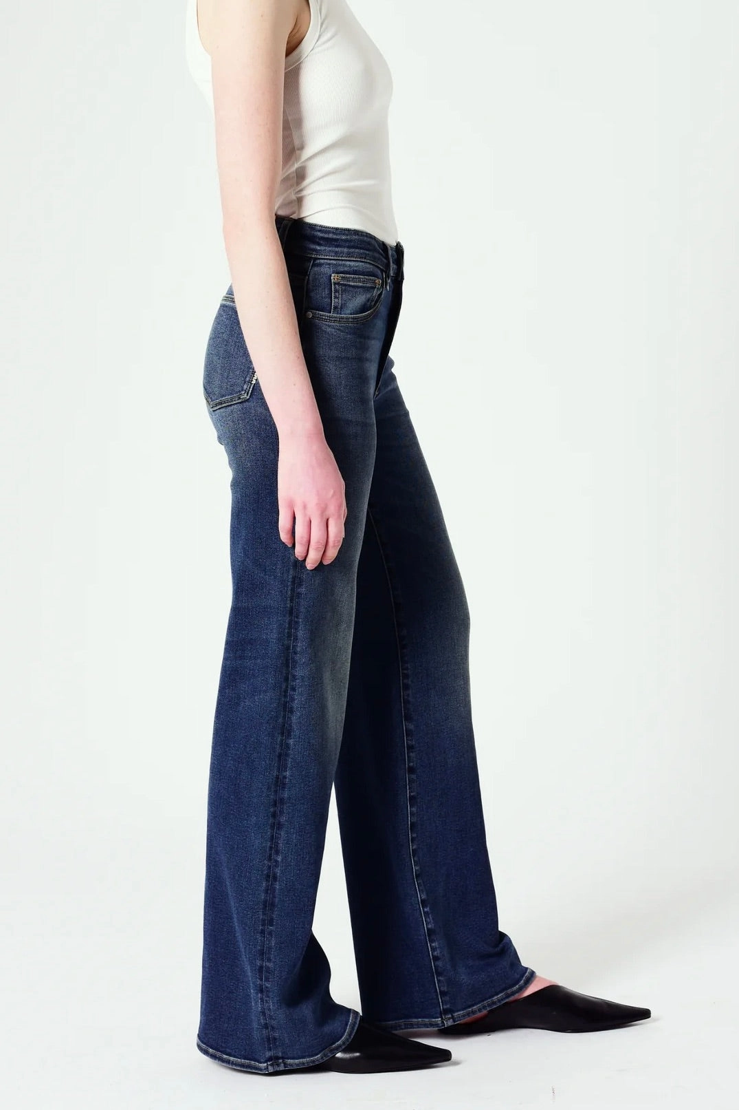 Eva Check In Vintage Indigo Mid Rise Wide Jean Movement Ready Fit