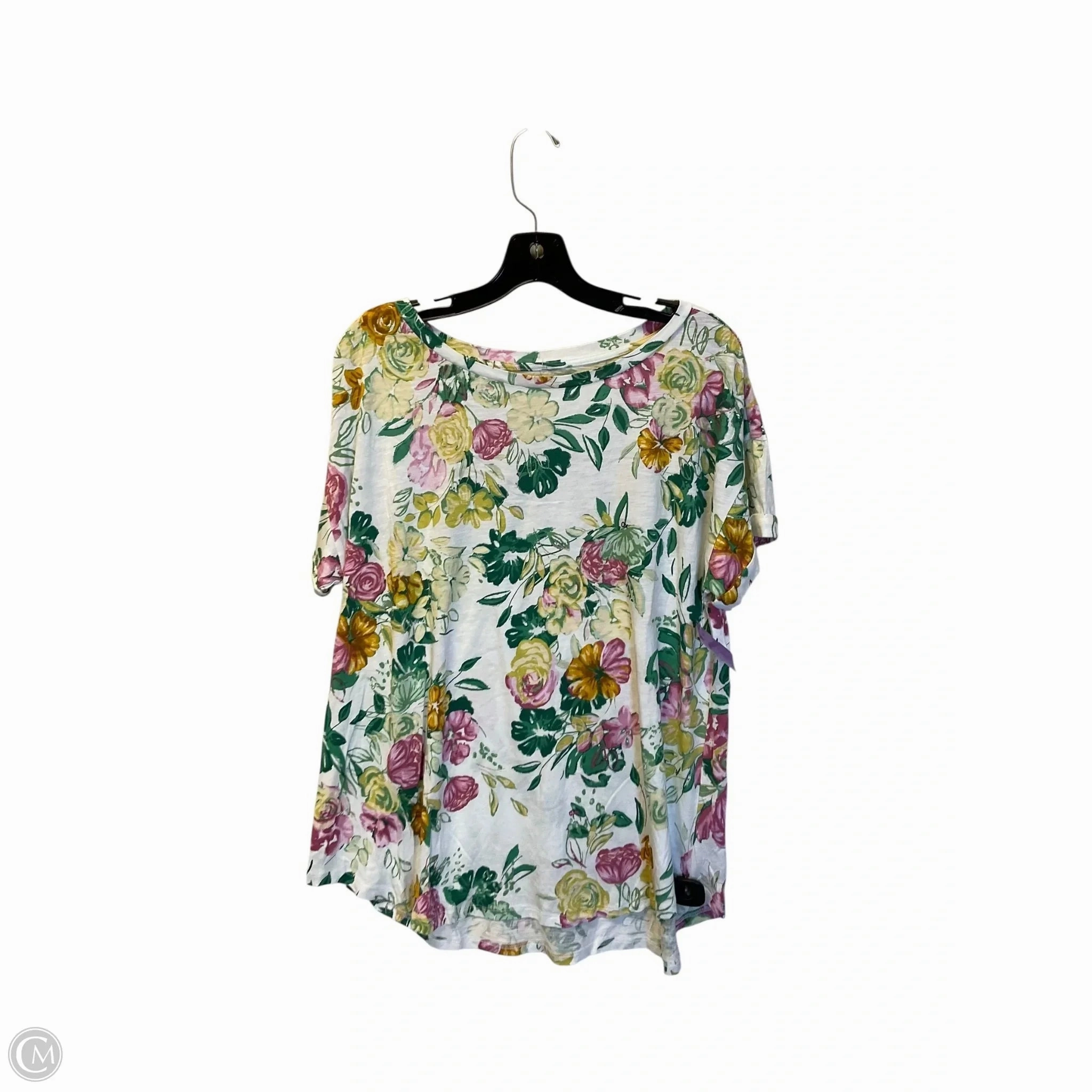 Sustainable Fibers Comfortable And Trendy Top Short Sleeve By Maurices In Green & White, Size: 1x