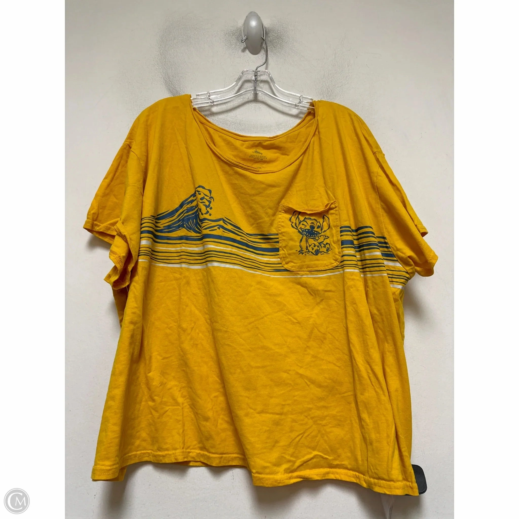 SustainableManufacturing Breathable and Comfortable Top Short Sleeve By Walt Disney In Yellow, Size: 3x