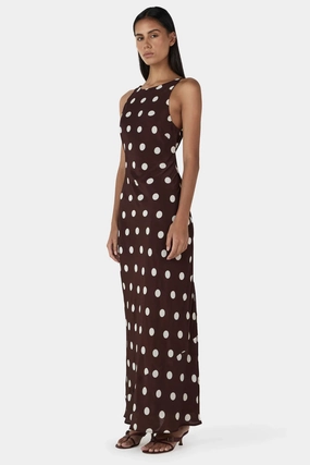 summer breeze Mizzi Pinot Polka Dot Sleeveless Midi Dress