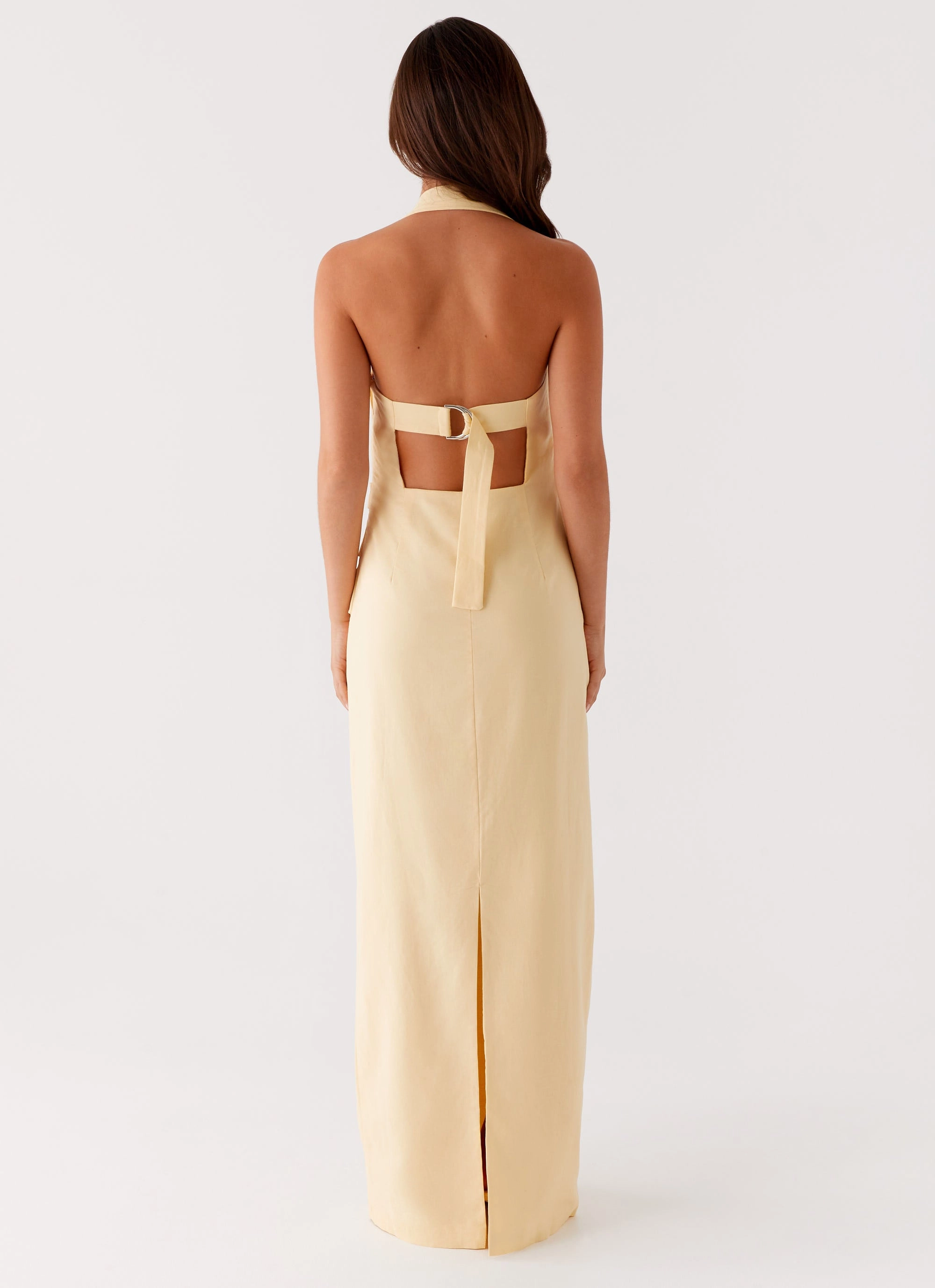 Rumour Has it Maxi Dress - Yellow Contrasting Detail Belted-Style