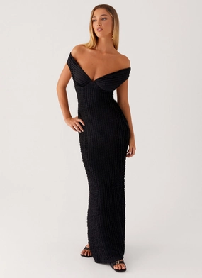 Chantelle Maxi Dress - Black Timeless Waistband Fit Wrinkle-Free-Finish