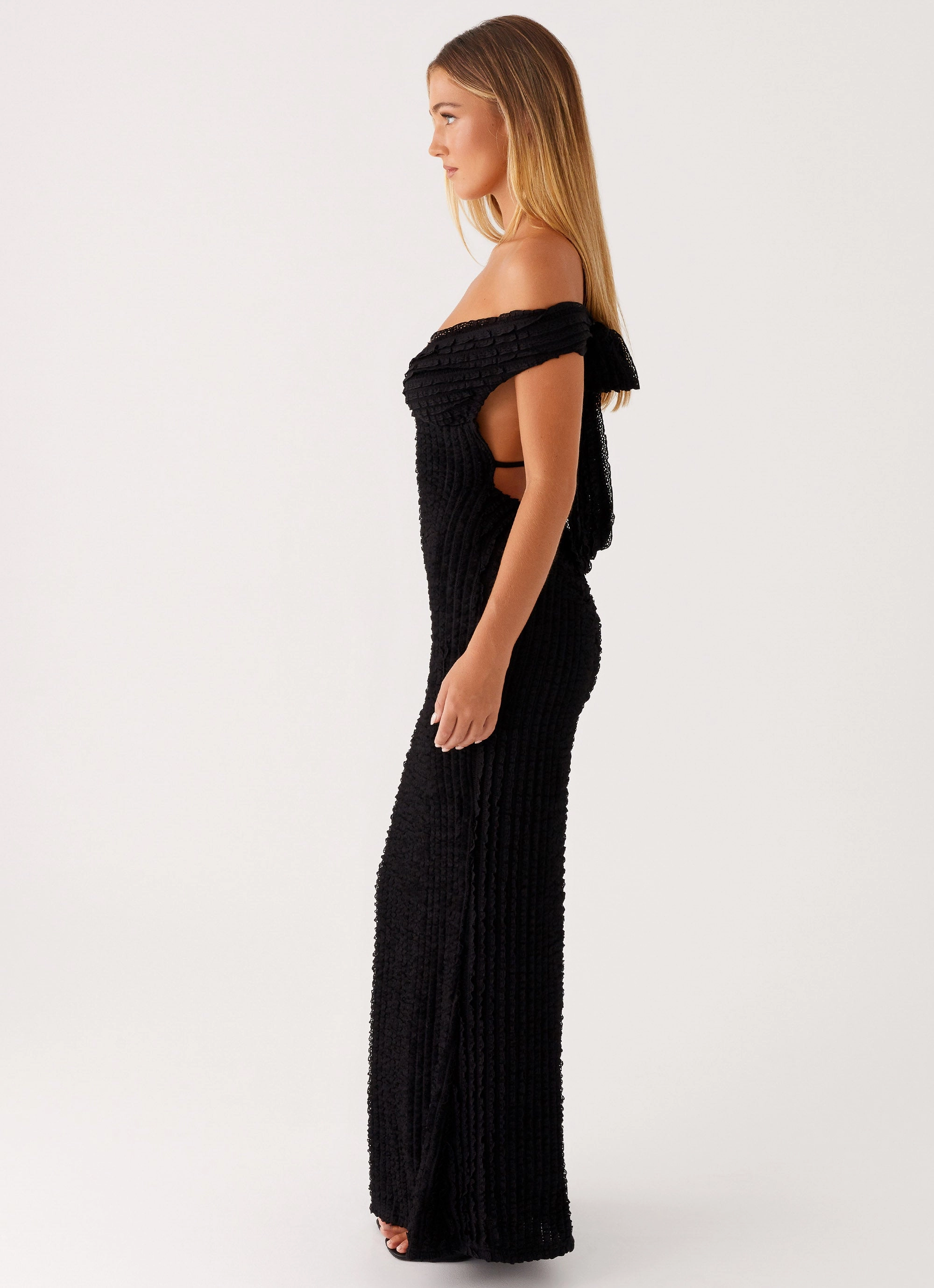 Chantelle Maxi Dress - Black Sleek Design Fit Lounge Cut