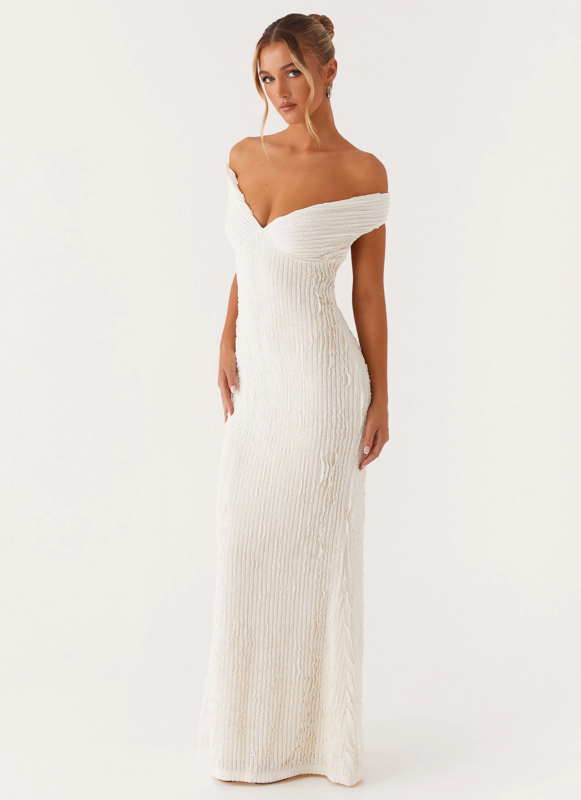 Chantelle Maxi Dress - Ivory Skin Touch tailored look
